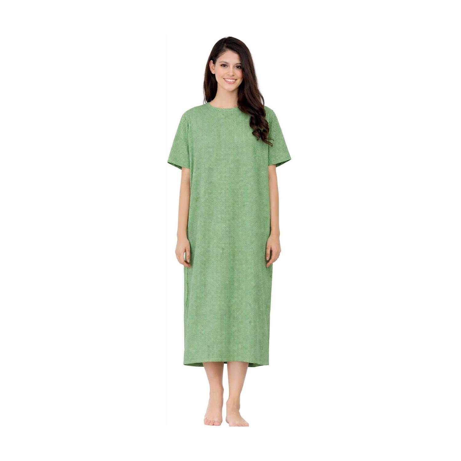 ANSTRADERS Green check patient Gown unisex both side weareable male and female Gown Hospital Scrub