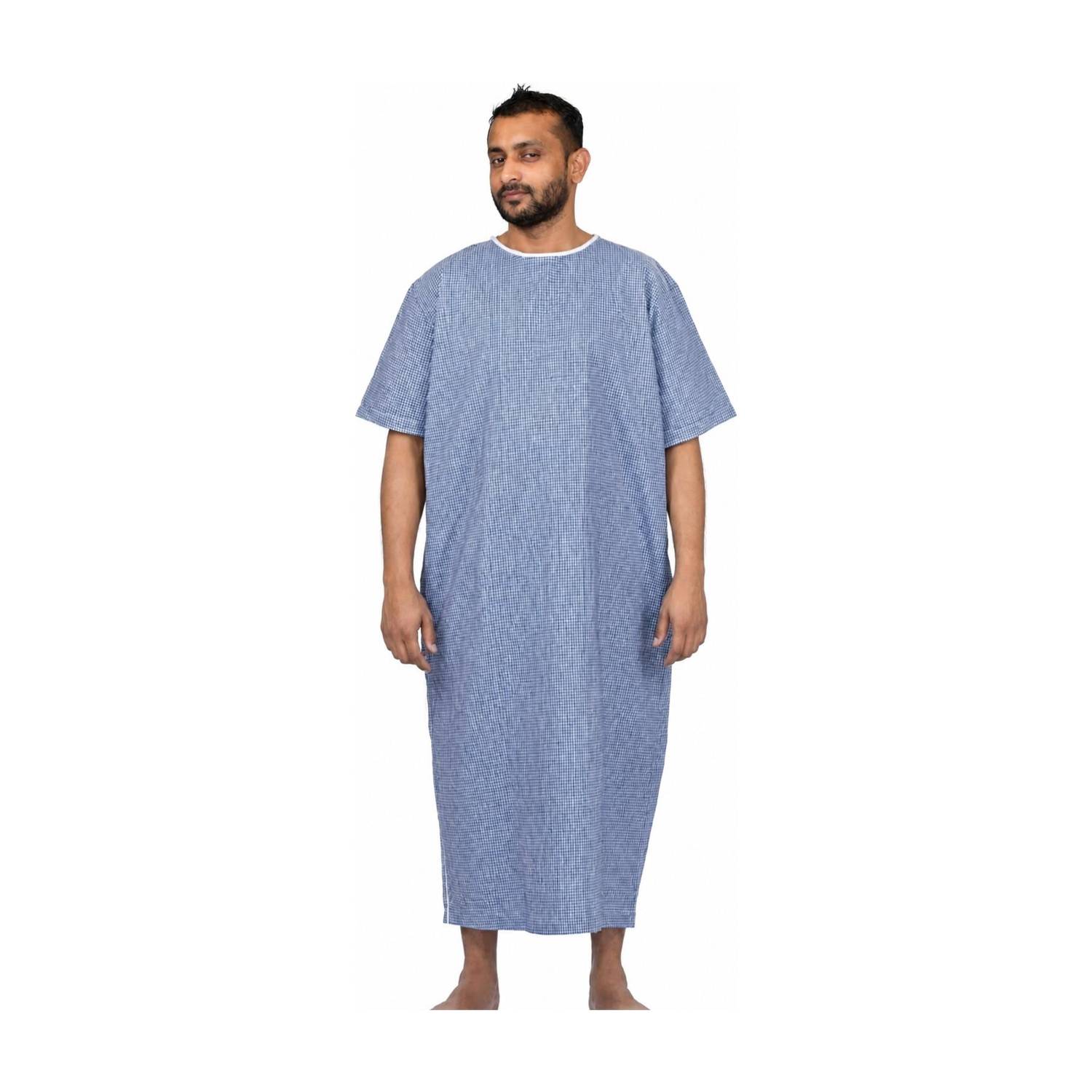 ANSTRADERS Blue Check Patient Gown Unisex | Hospital Scrub | Both Side Wearable Free Size” Gown Hospital Scrub