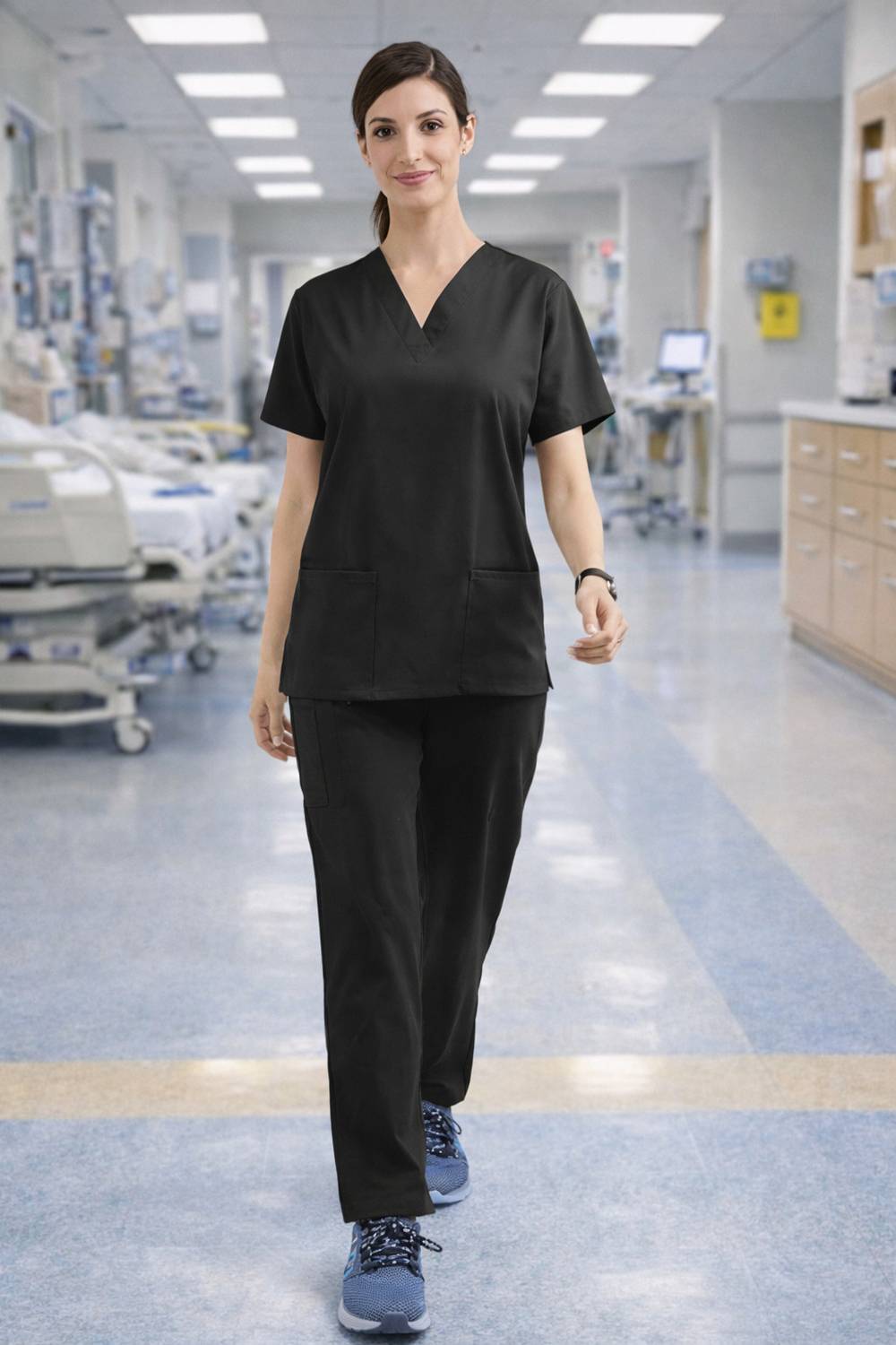 AASHVAMEDI WOMEN-BLACK-S Pant, Shirt Hospital Scrub