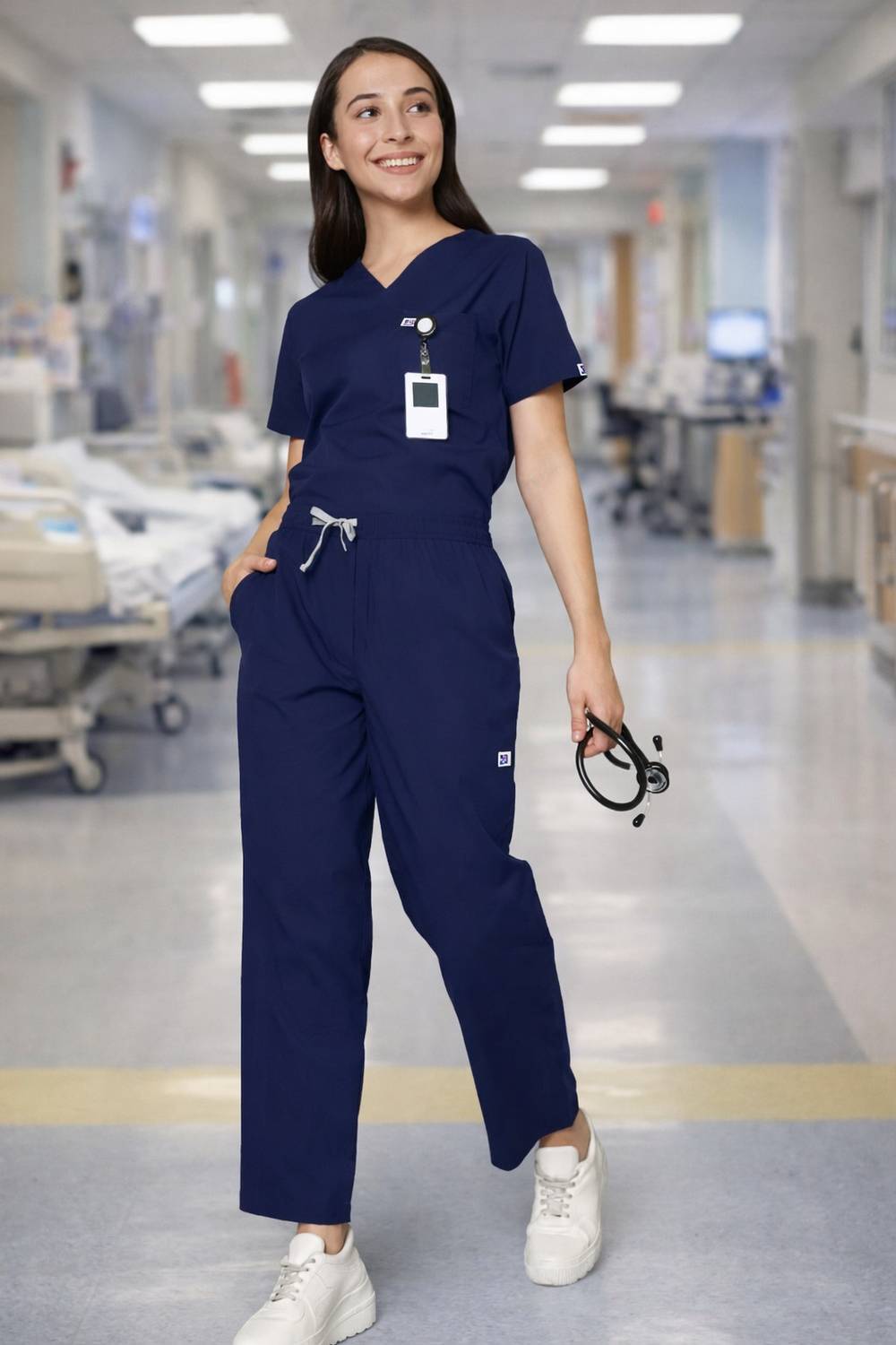 AASHVAMEDI WOMEN-NAVY BLUE-S Pant, Shirt Hospital Scrub