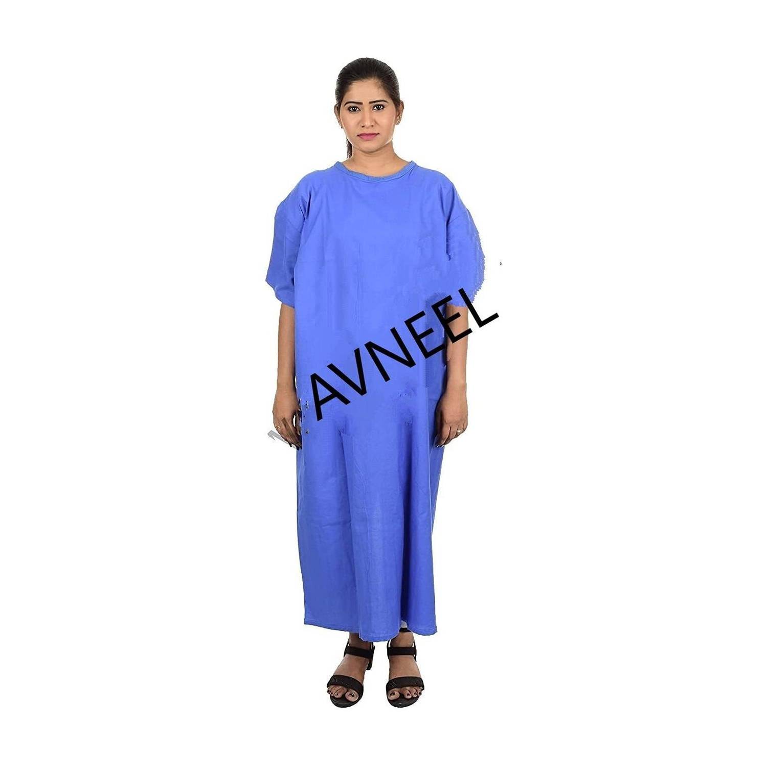 Avneel - a comfortable uniform Poly Cotton Patient Dress/both Side Wearable (royal blue FREE SIZE) Gown Hospital Scrub