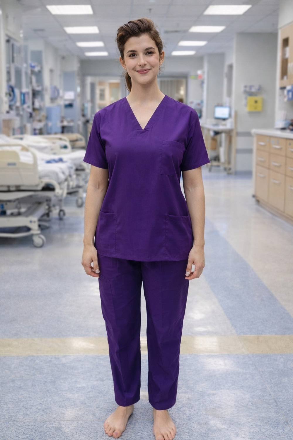 AASHVAMEDI WOMEN-001-PURPLE-L Pant, Shirt Hospital Scrub