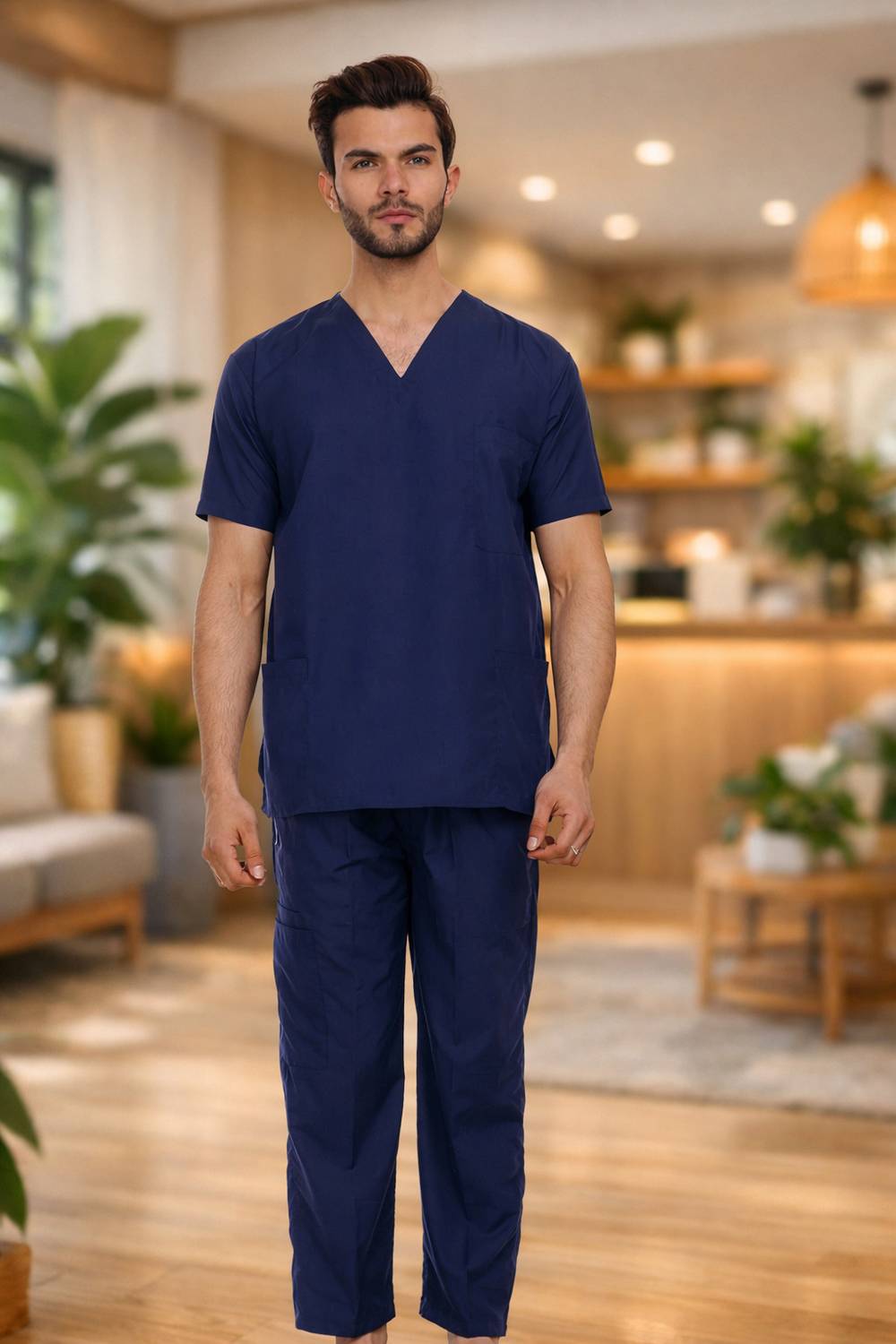 AASHVAMEDI MEN-NAVY BLUE-L Pant, Shirt Hospital Scrub