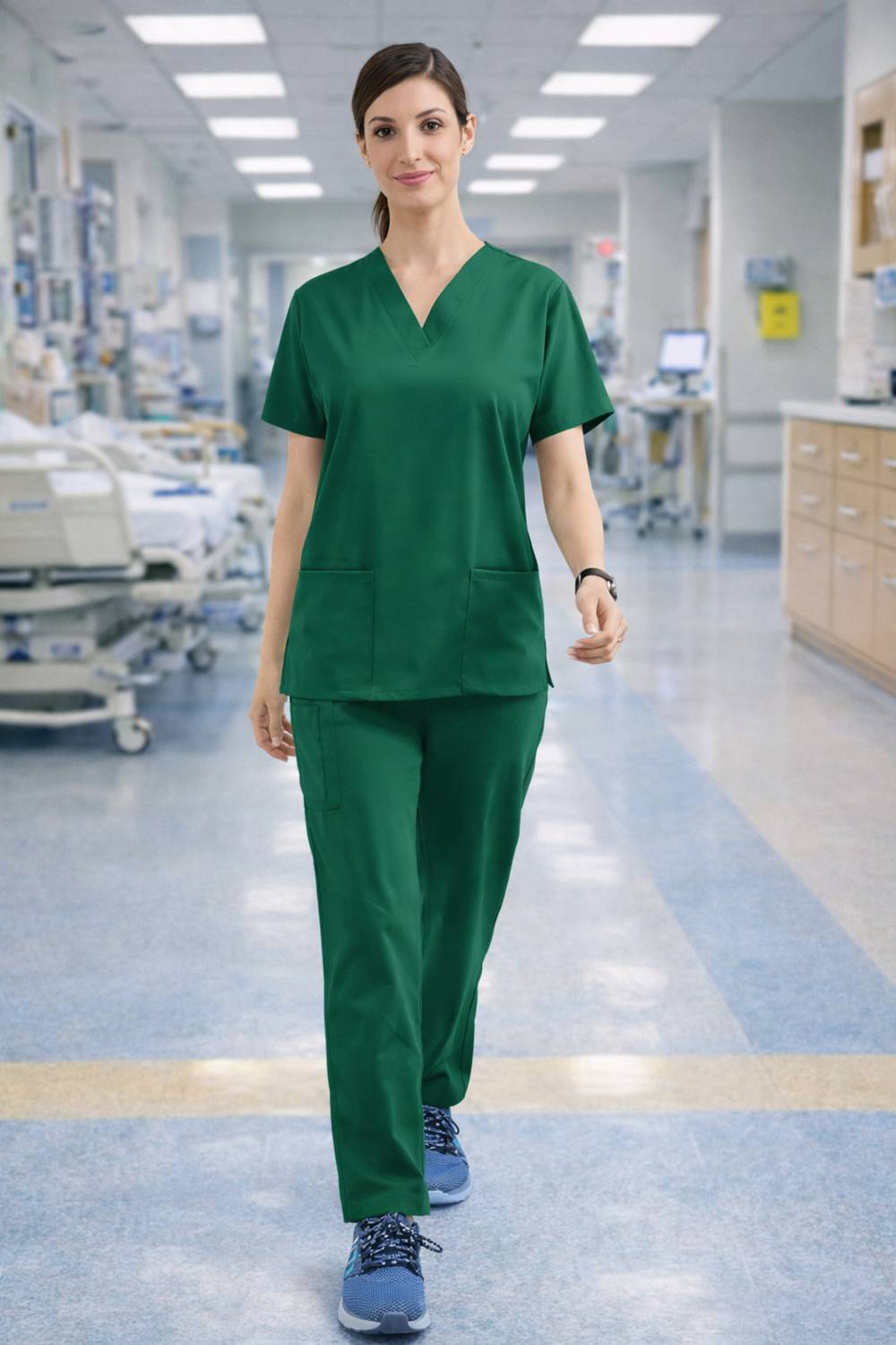 AASHVAMEDI WOMEN-GREEN-L Pant, Shirt Hospital Scrub