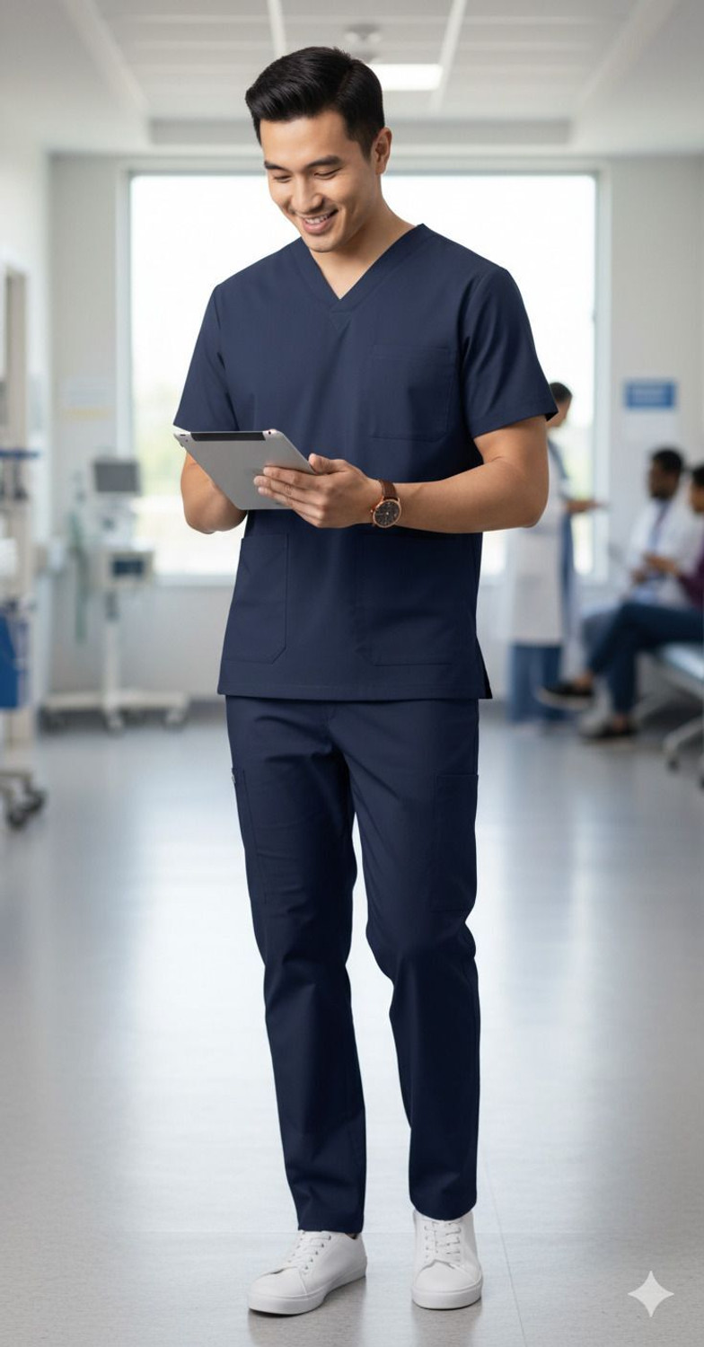 Image of UNIQFORM Men scrub suit Special for Healthcare Professionals Hospital Scrub Suit Set Shirt, Pant Hospital Scrub