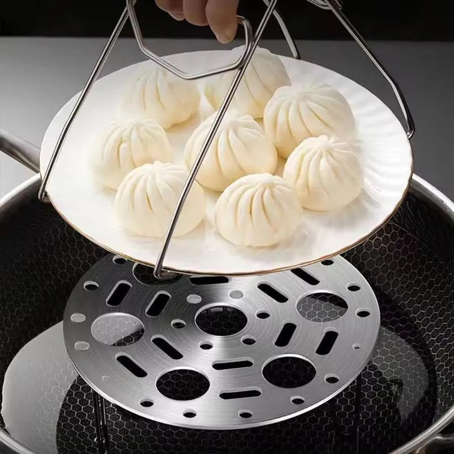 Image of KONRING Steel Egg Steamer Rack Heatproof Stackары Holes Stand Egg Box Hot Dog Machine