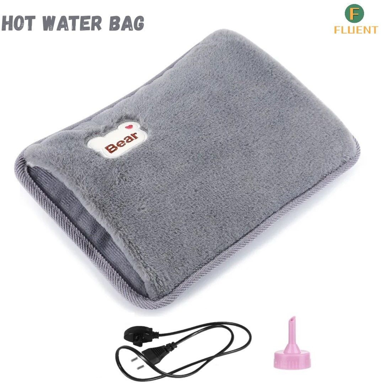 Image of Fluent Electric Hot Water Bag with Auto Power Cut-Off for pain relief Warm Bag Electrical 1000 ml Hot Water Bag
