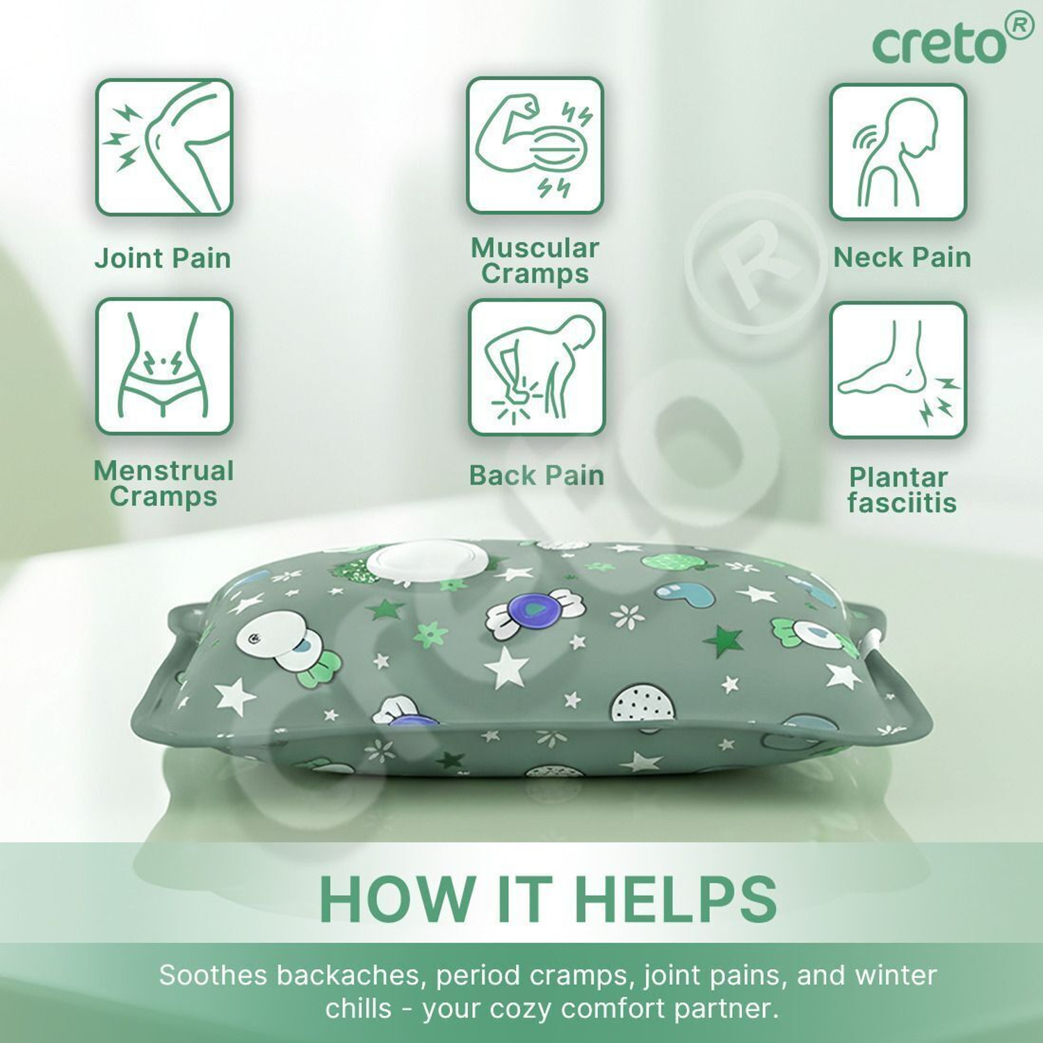 Image of CRETO Electric Winter Special Heating-Pouch /Heating Bag PVC Electric 1 L Hot Water Bag