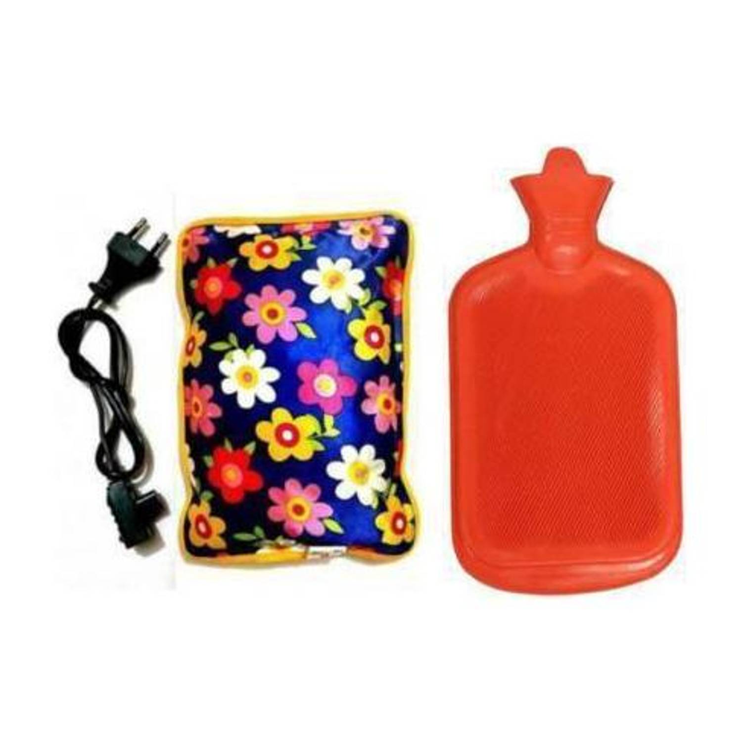 CareWorld CARE WORLD Combo of Hot Water Bottle Bag with Electric Heating essence water Pad Multicolor (pack of 2) Non Electrical 2 LTR & Electrical 1 L Hot Water Bag (Multicolor) ELECTRICAL AND NON ELECTRICAL 2000 ml Hot Water Bag