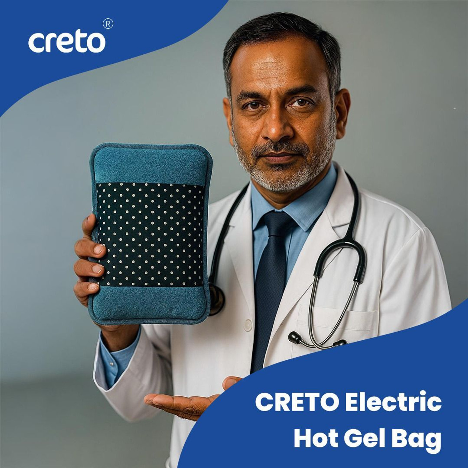 Image of CRETO Electric Hot Gel Bag | Auto Power Cut off Saftey | Soft Fur Surface Electric 1 L Hot Water Bag (Multicolor)