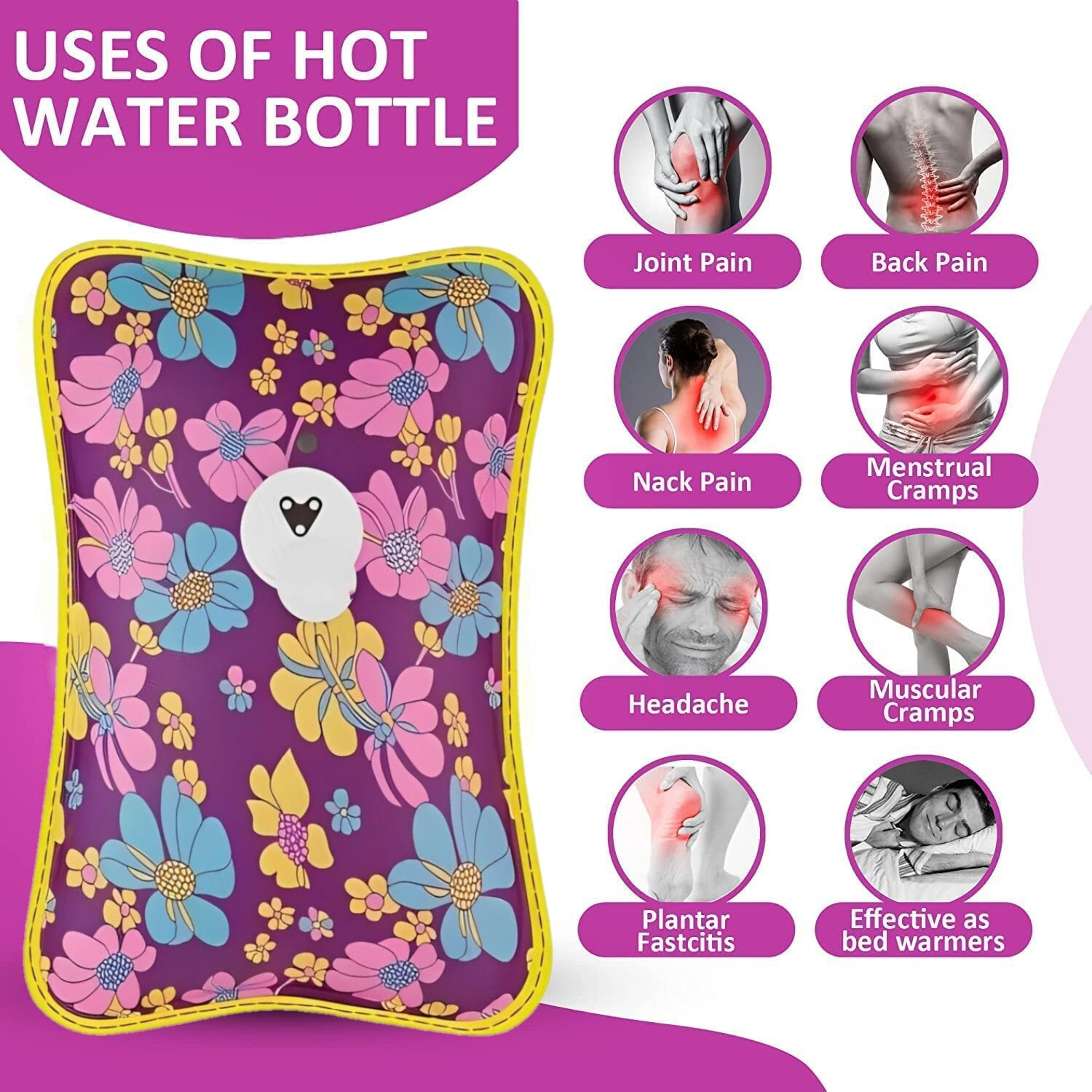 Image of Fluent Electric Hot Water Bag for Periods joint back stomach pain relief Warm Bag Electrical 1 L Hot Water Bag