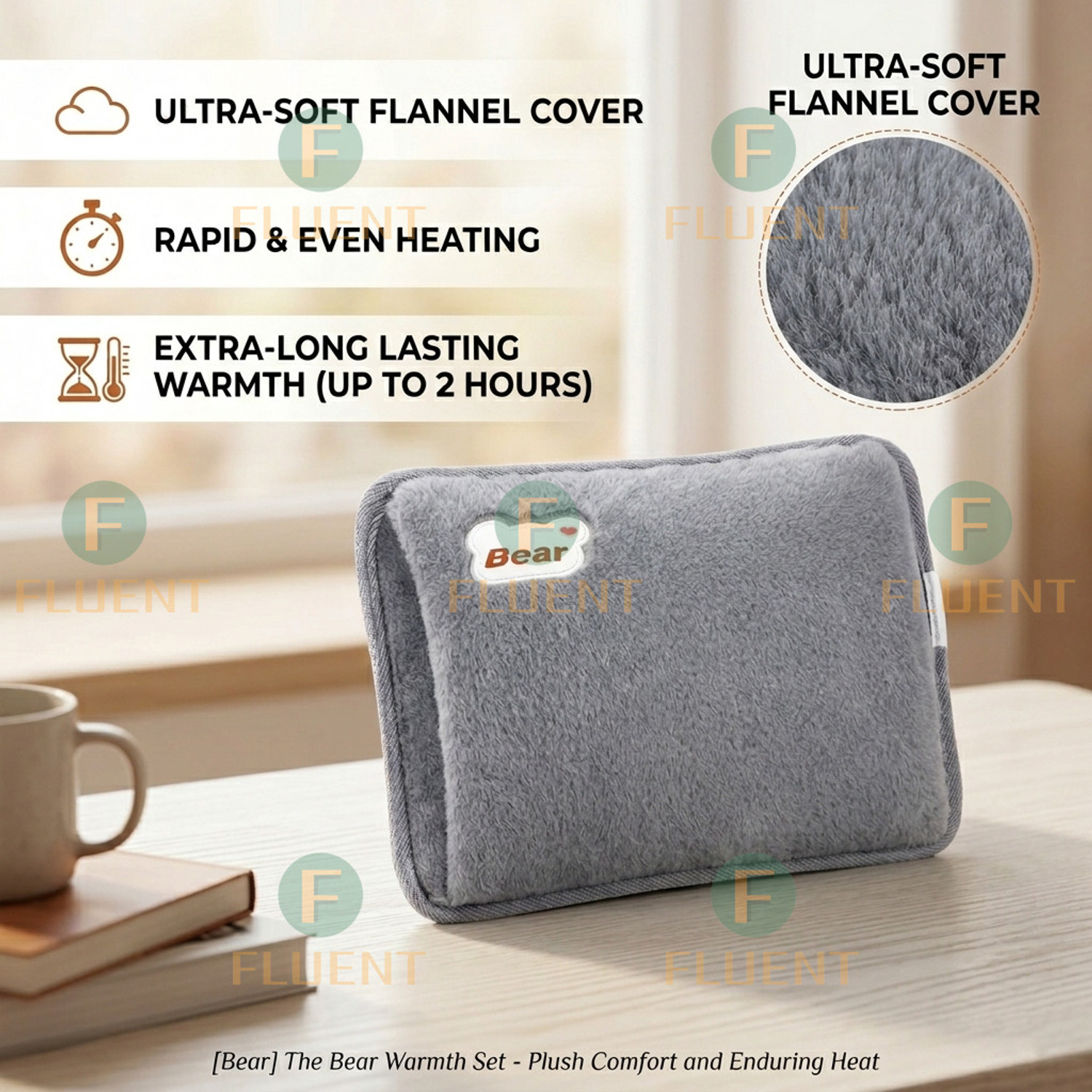 Image of Fluent Electric Hot Water Bag for Periods joint back stomach pain relief Warm Bag Electrical 1000 ml Hot Water Bag