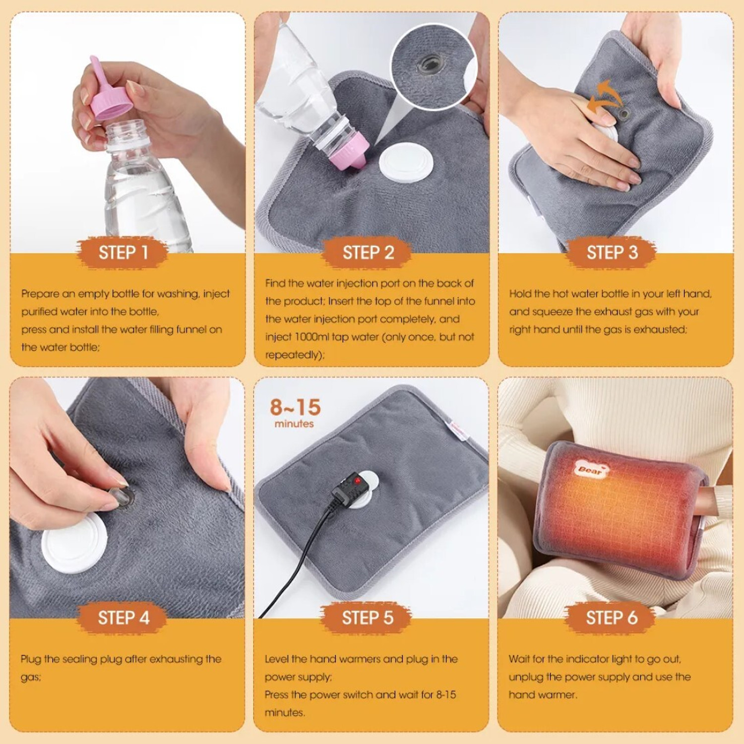 Image of Fluent Electric Hot Water Bag with Auto Power Cut-Off for pain relief Warm Bag Electrical 1000 ml Hot Water Bag
