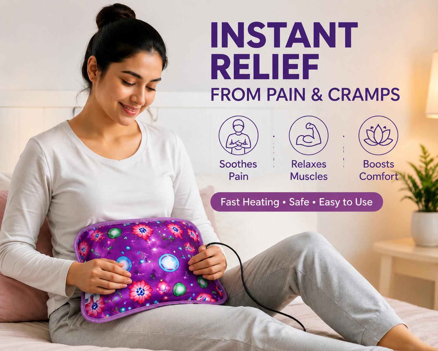 Image of RCSP Electric Hot Water Bag with Auto Cut Reusable Pain Relief Leak-Proof Full Body Heating Pad