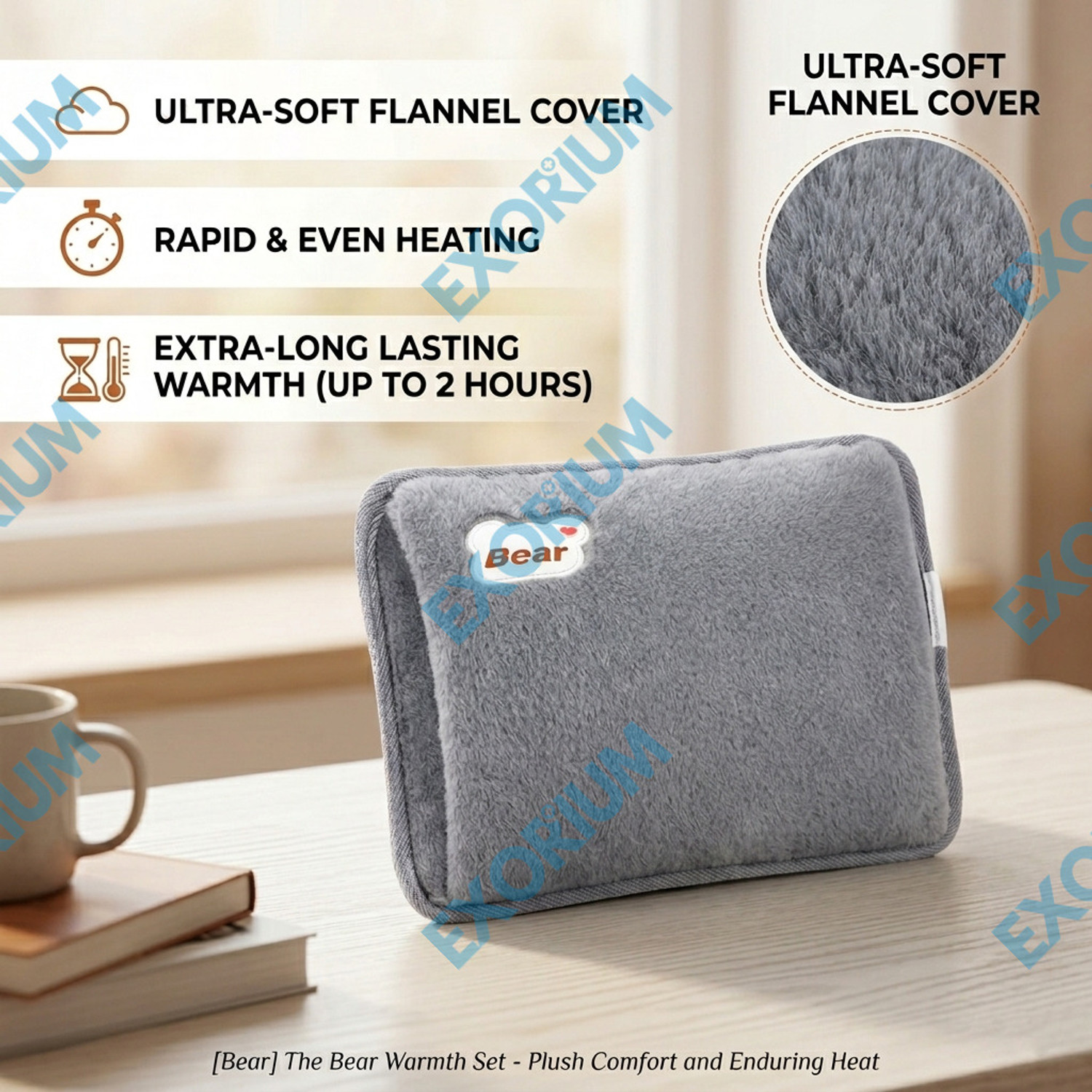 Image of EXORIUM Electric Hot Water Bag for Periods joint back stomach pain relief Warm Bag Electrical 1000 ml Hot Water Bag (Grey)
