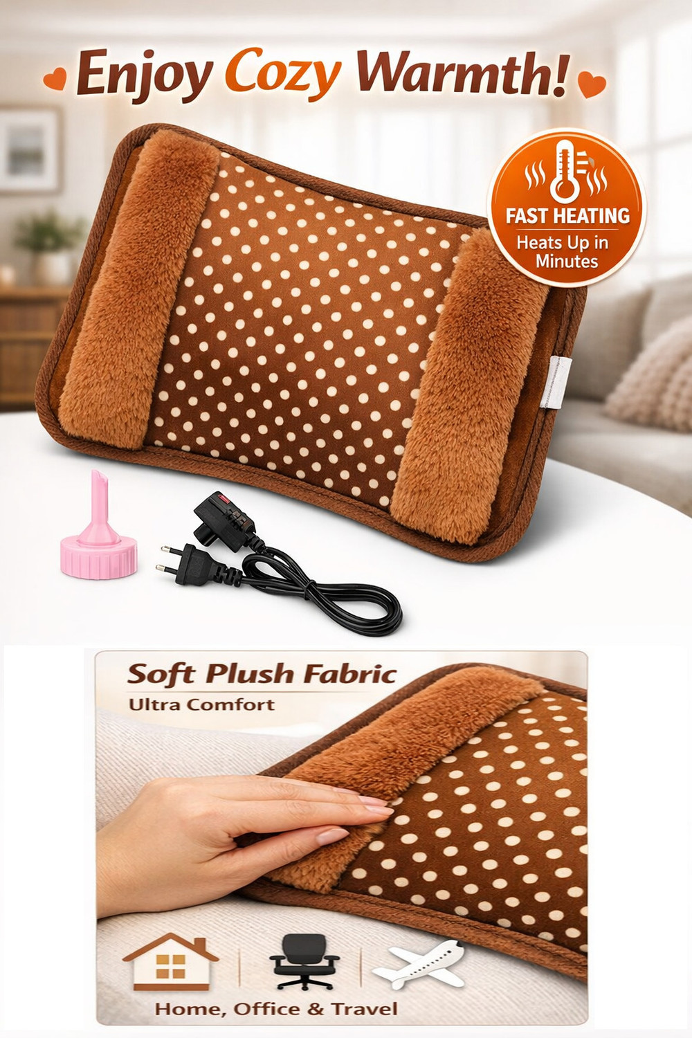 Image of Ukarto Electric Hot Water Bag For Joints Periods Cramp Back Pain Relief Warm Bag Electrical 1000 ml Hot Water Bag