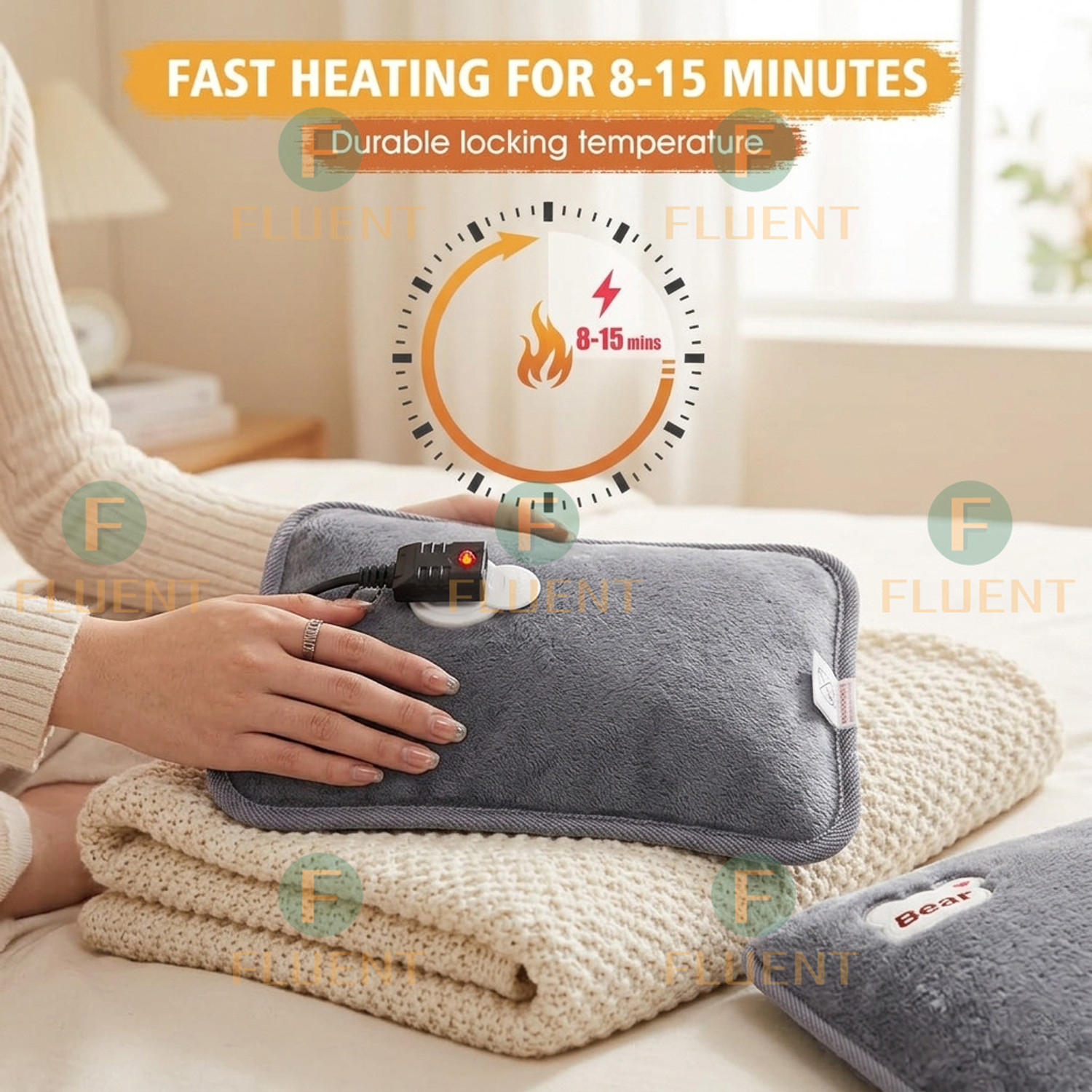 Image of Fluent Electric Hot Water Bag for Periods joint back stomach pain relief Warm Bag Electrical 1000 ml Hot Water Bag