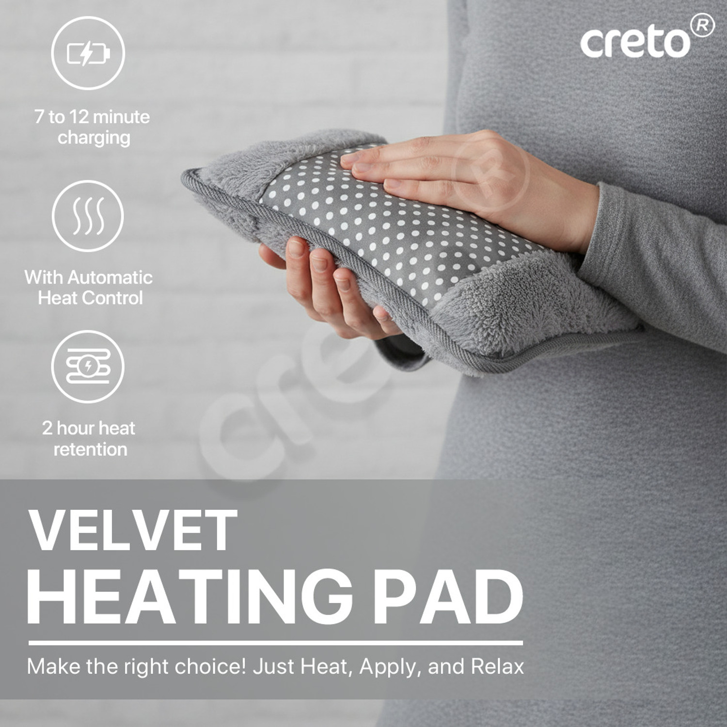 Image of CRETO Velvet Gel Pad Full Body Pain Reliever Fur Electric 1 L Hot Water Bag