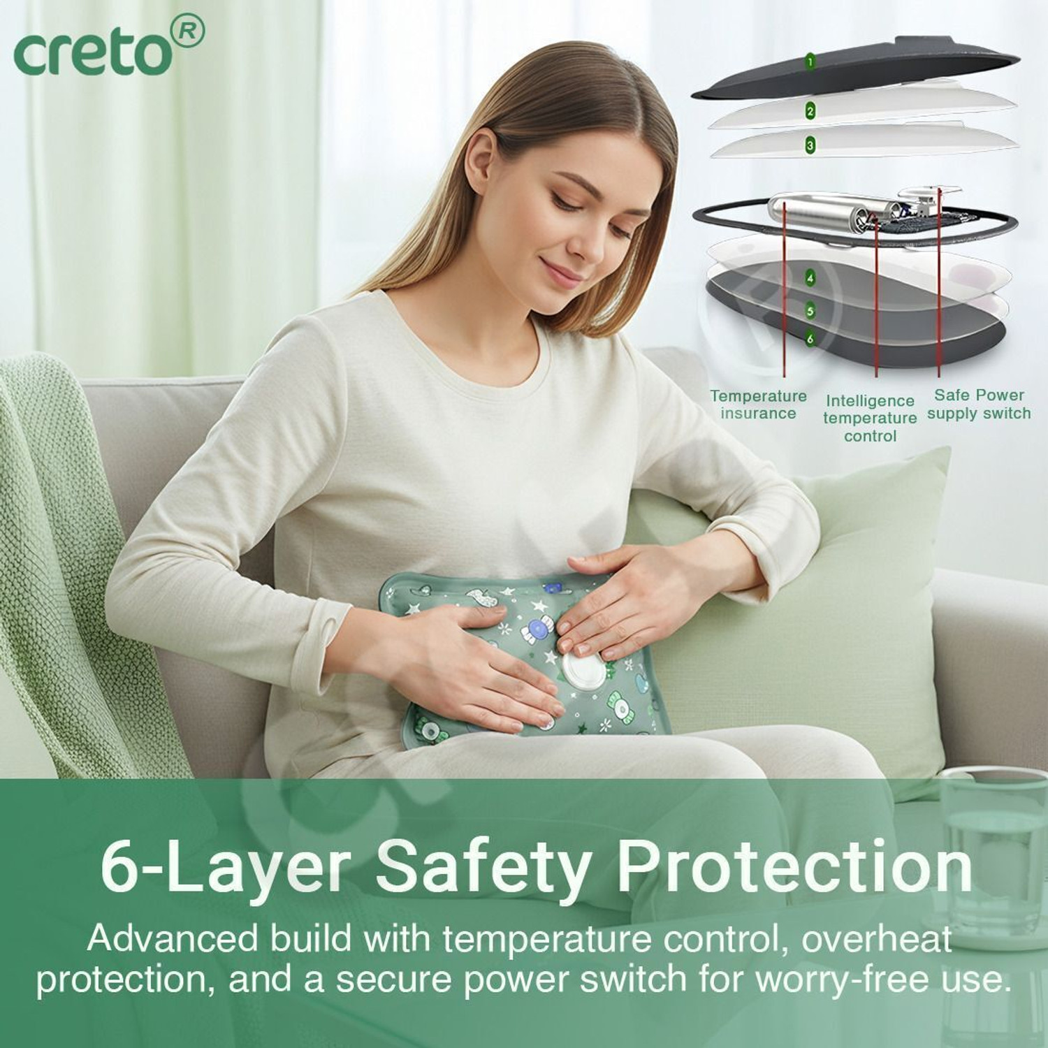 Image of CRETO Electric Winter Special Heating-Pouch /Heating Bag PVC Electric 1 L Hot Water Bag