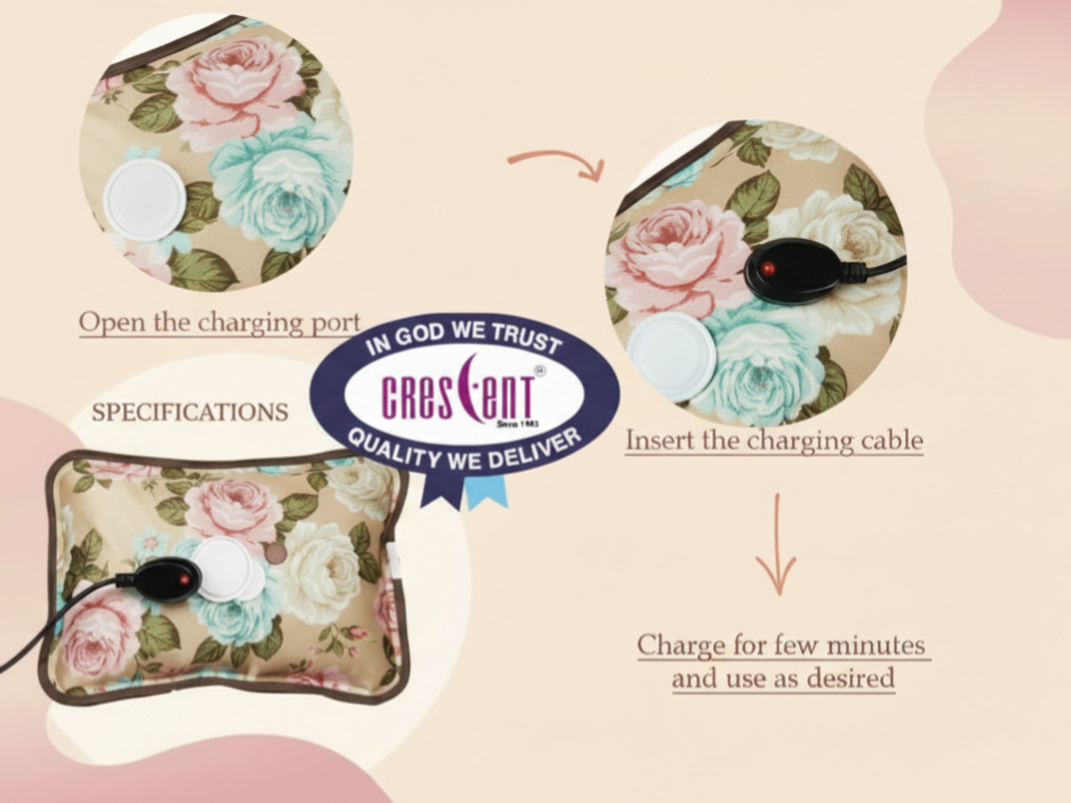 Image of CRESCENT Premium Gel Warm for Pain Relief Heating Pad Electric Hot Water Bag(Multidesign) Electric 1000 ml Hot Water Bag