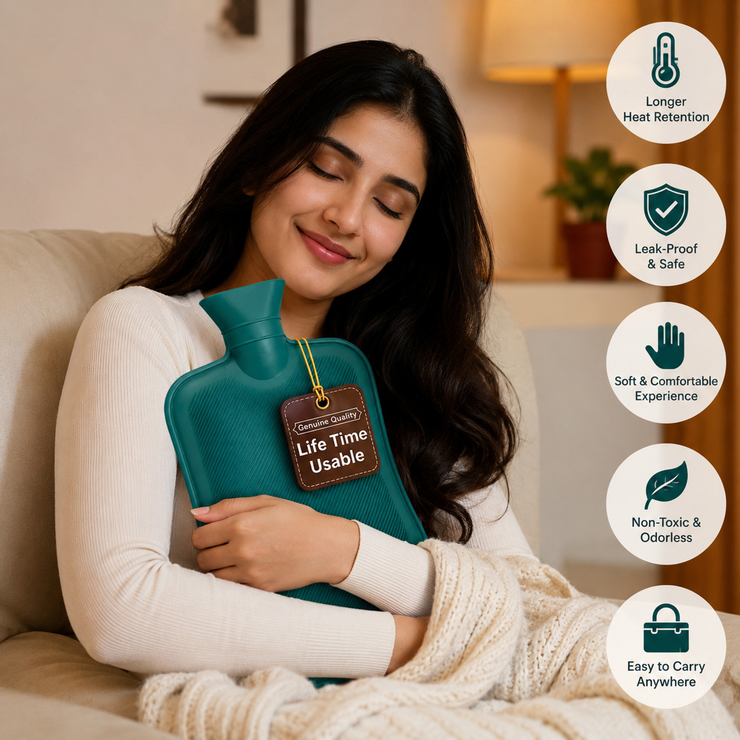 Image of HEAREAL HEALTH CARE Hot Water Bag (2 litre) Non Electric Rubber Heating Bottle Non Electrical 1 L Hot Water Bag