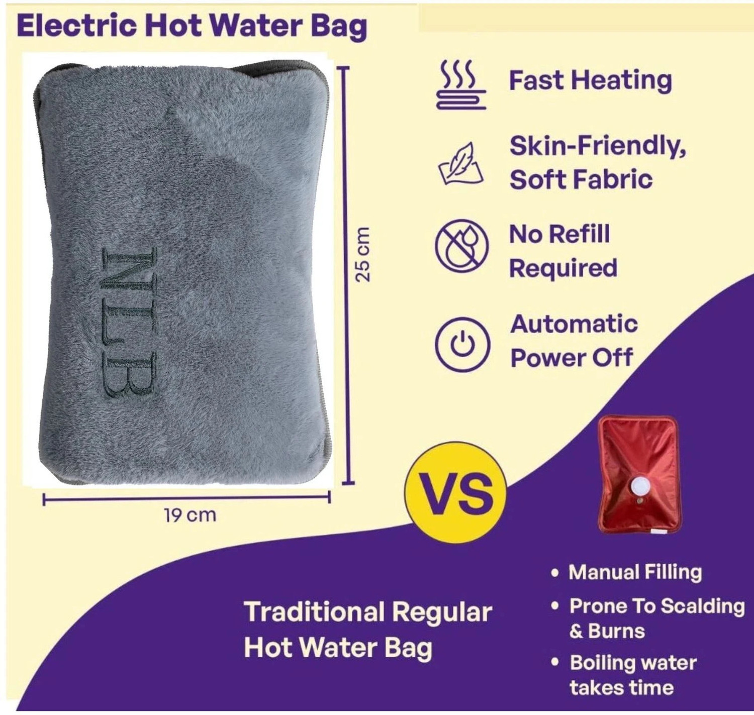 Image of BIY ENTERPRISE Hot water bag for Back, Neck, Shoulder Pain relief - Electric Heat Therapy Electric heating pad for joint pain relief 1005 ml Hot Water Bag