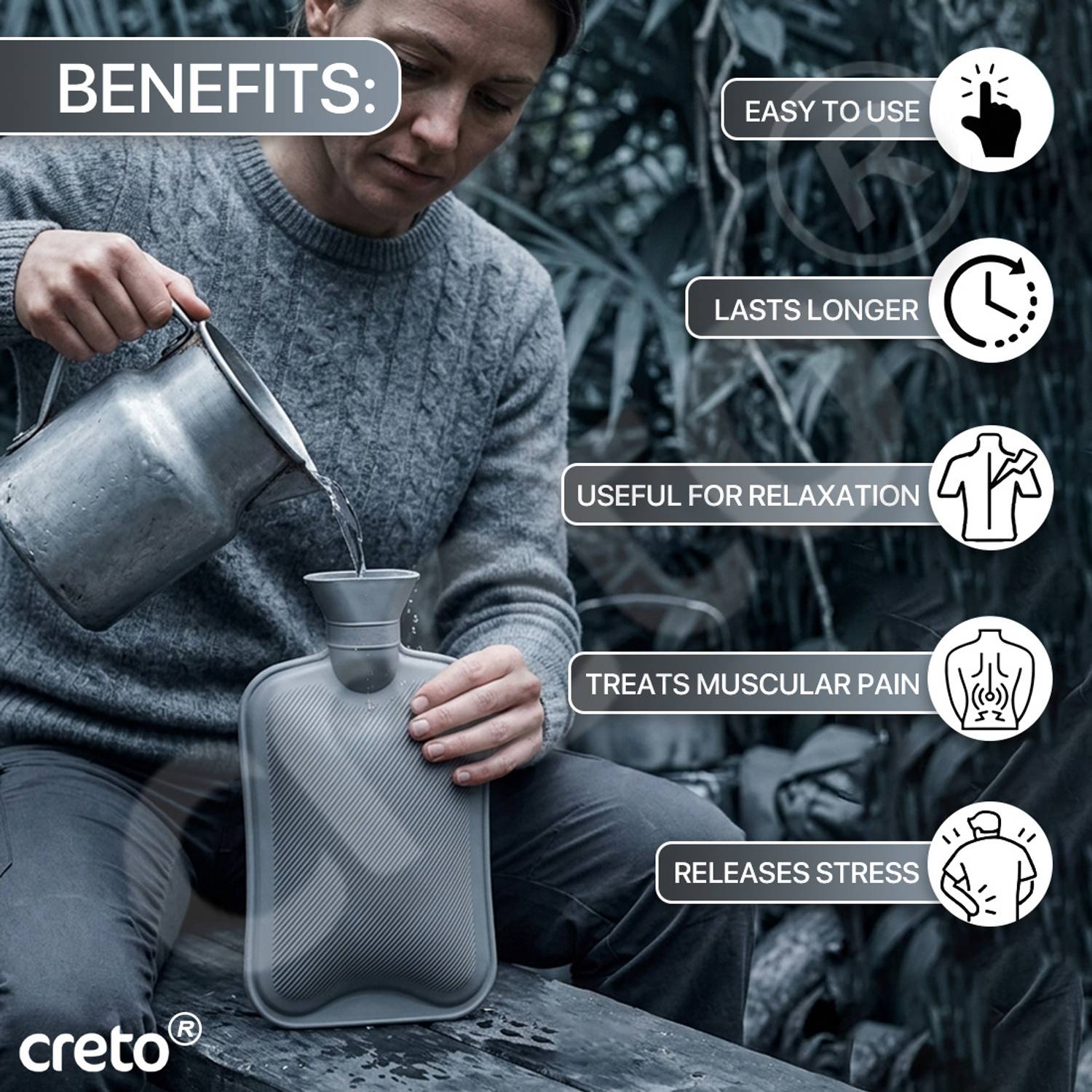 CRETO 2L Large Rubber Hot Water Bag - Image 4