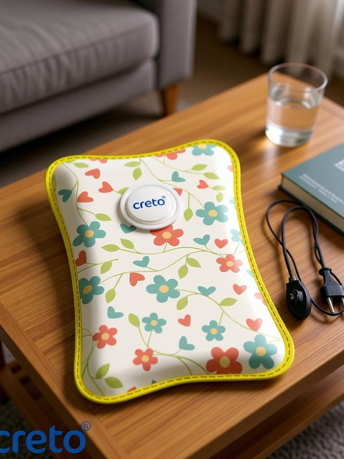 Image of CRETO Super Quality (Body Pain & Period Cramps) Warm Electric 1 L Hot Water Bag