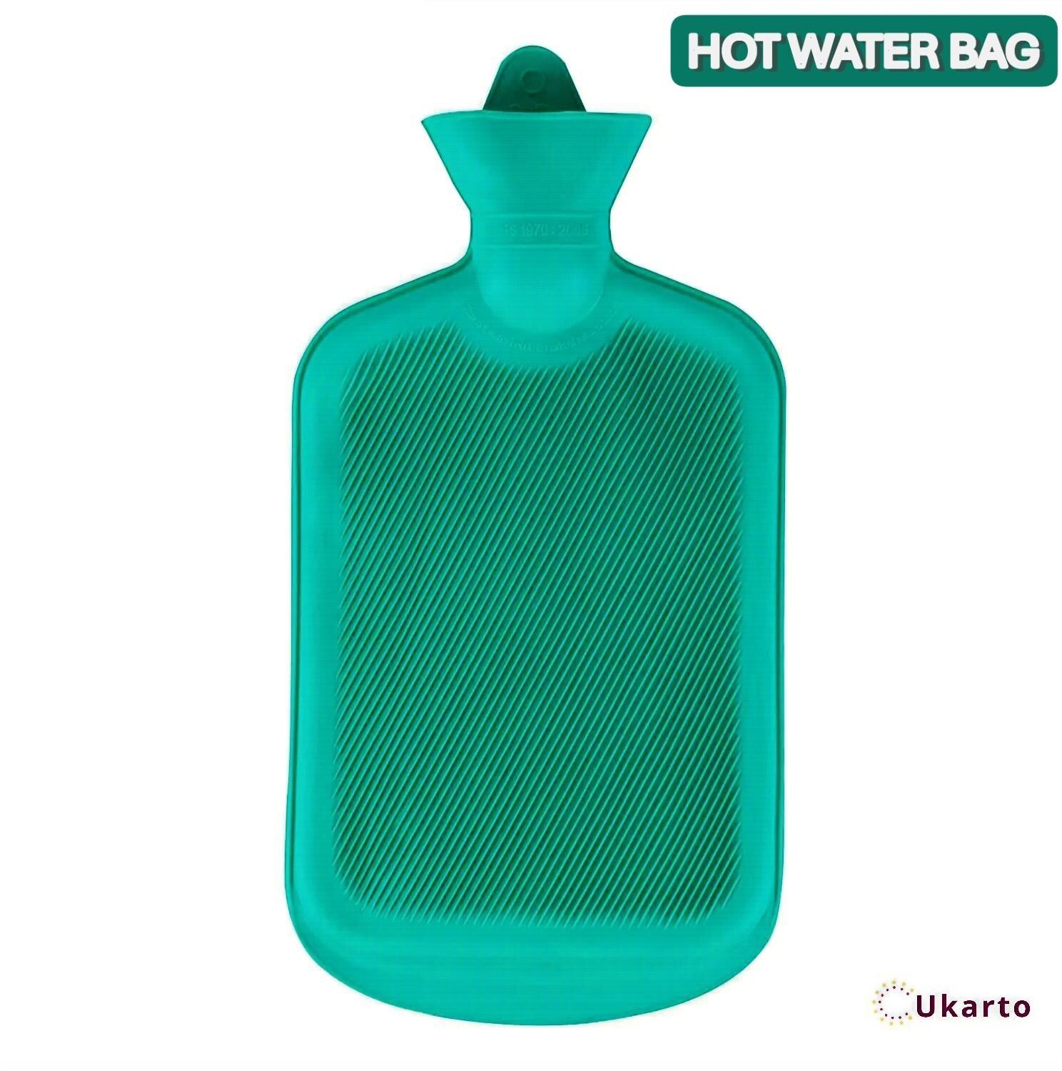 Image of Ukarto Rubber Hot Water Bag for Periods, Back, Stomach Pain Relief Non Electrical 2 L Hot Water Bag (Green)