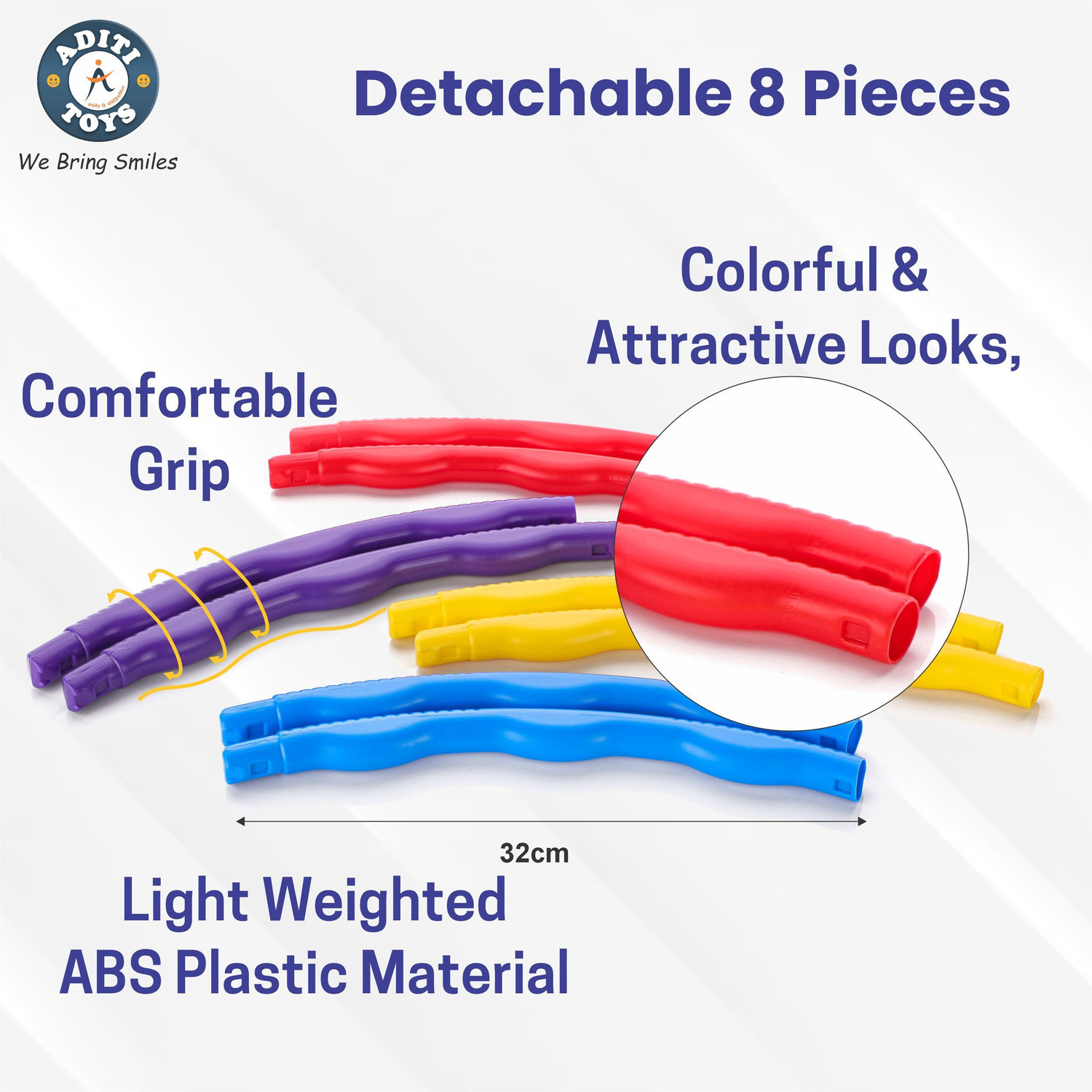 Image of Aditi Toys Hula Hoop Ring - Adjustable Fitness Hoop for Fun Exercise & Play Activity Hula Hoop (Diameter - 96 cm)