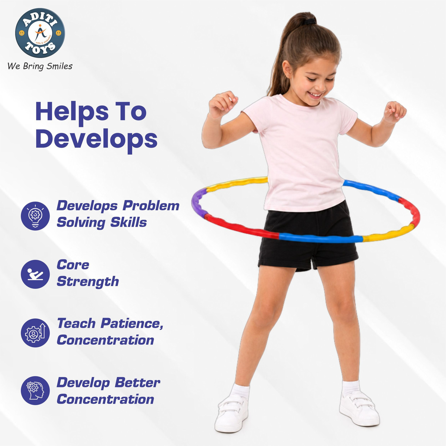 Image of Aditi Toys Hula Hoop Ring - Adjustable Fitness Hoop for Fun Exercise & Play Activity Hula Hoop (Diameter - 96 cm)