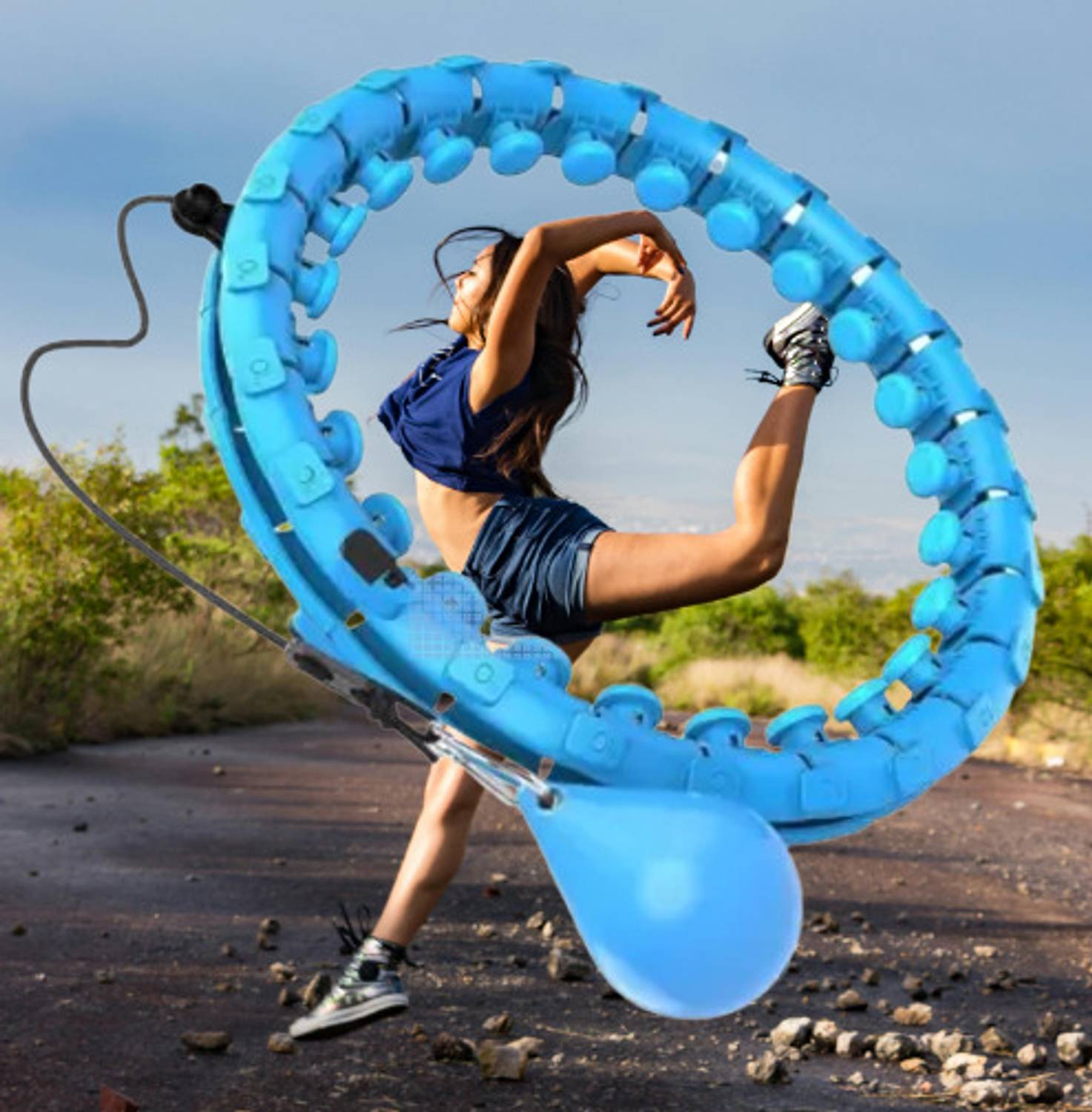 AGBO Weighted Hula Ring Hoop Weight Loss Circle Detachable with 24 Ring Hula Hoop
