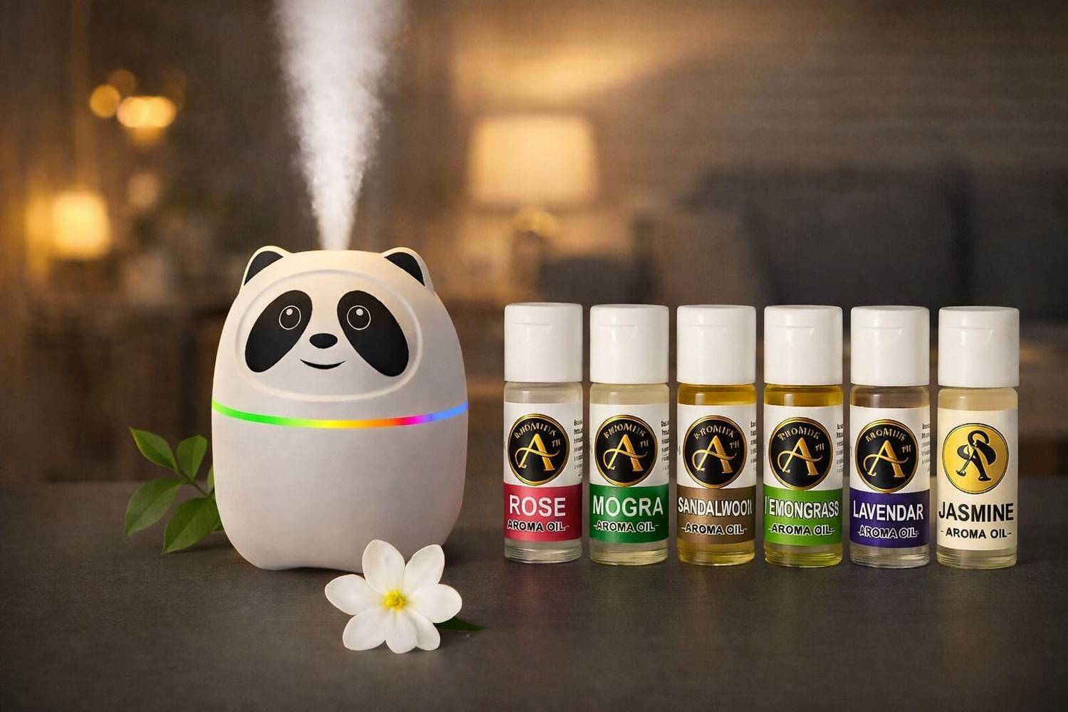 Soulful Senteur Room Panda Shape USB Aroma Diffuser with 7 Color