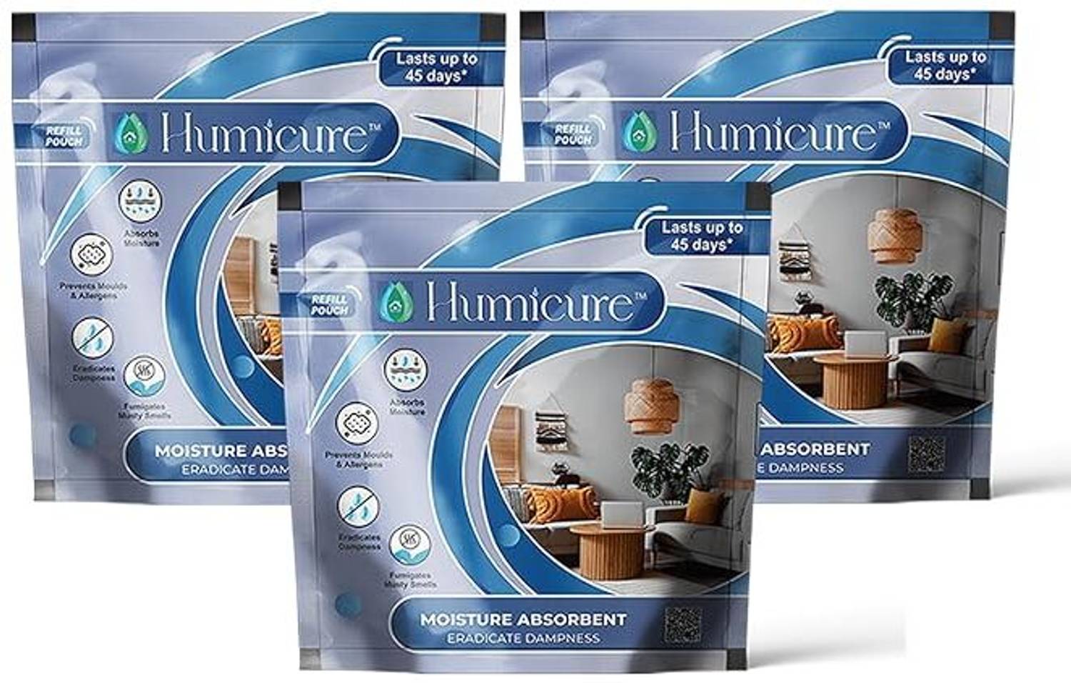 Humicure Room Moisture Absorber Refill Pouch for Wardrobe, Bathro