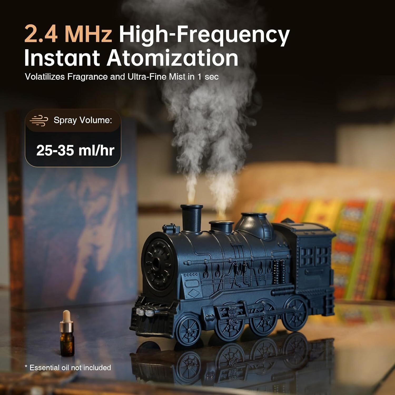 Image of arthasya Room Train Diffuser with Train Styling,Flame Effect,Remote Contro Humidifier