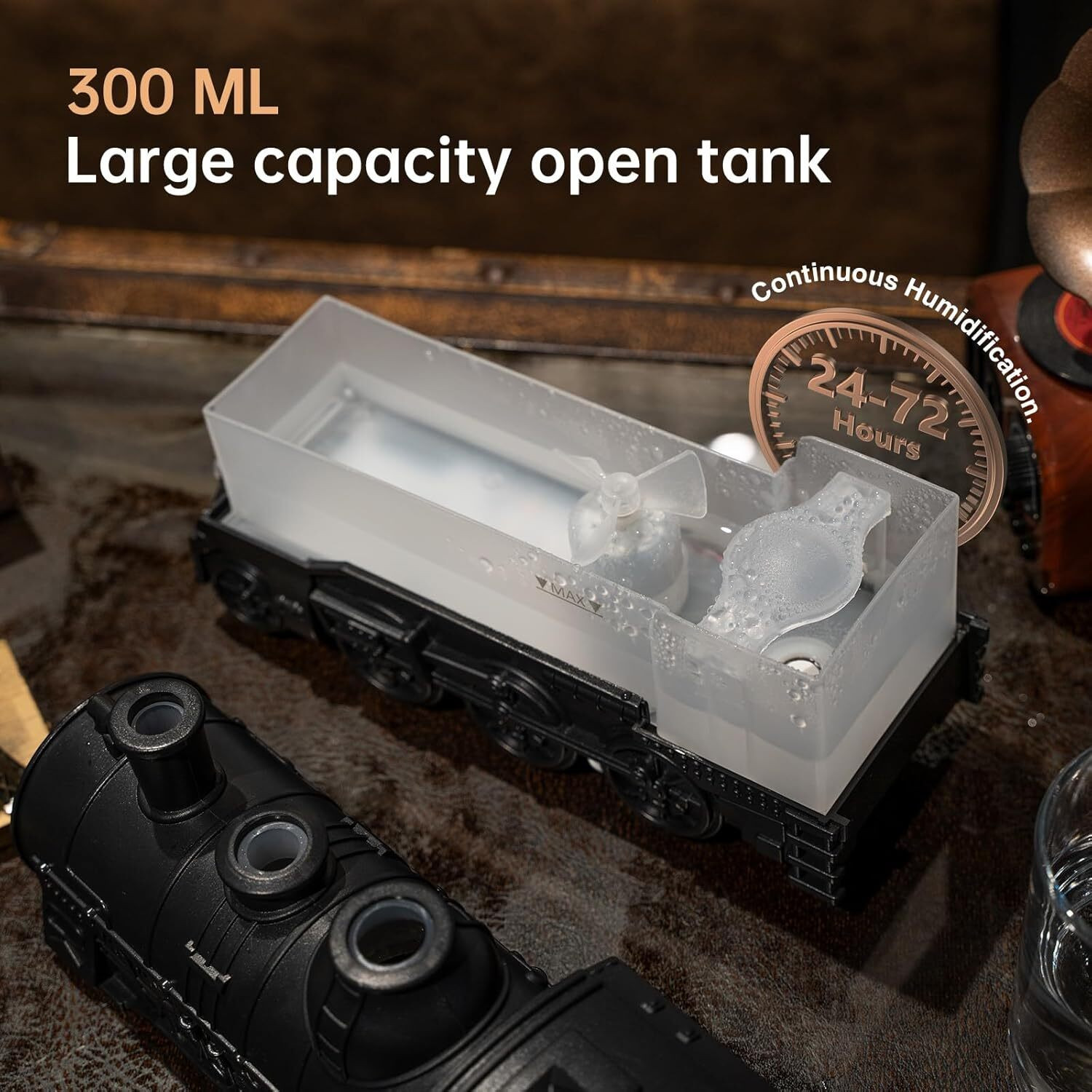 Image of arthasya Room Train Diffuser with Train Styling,Flame Effect,Remote Contro Humidifier