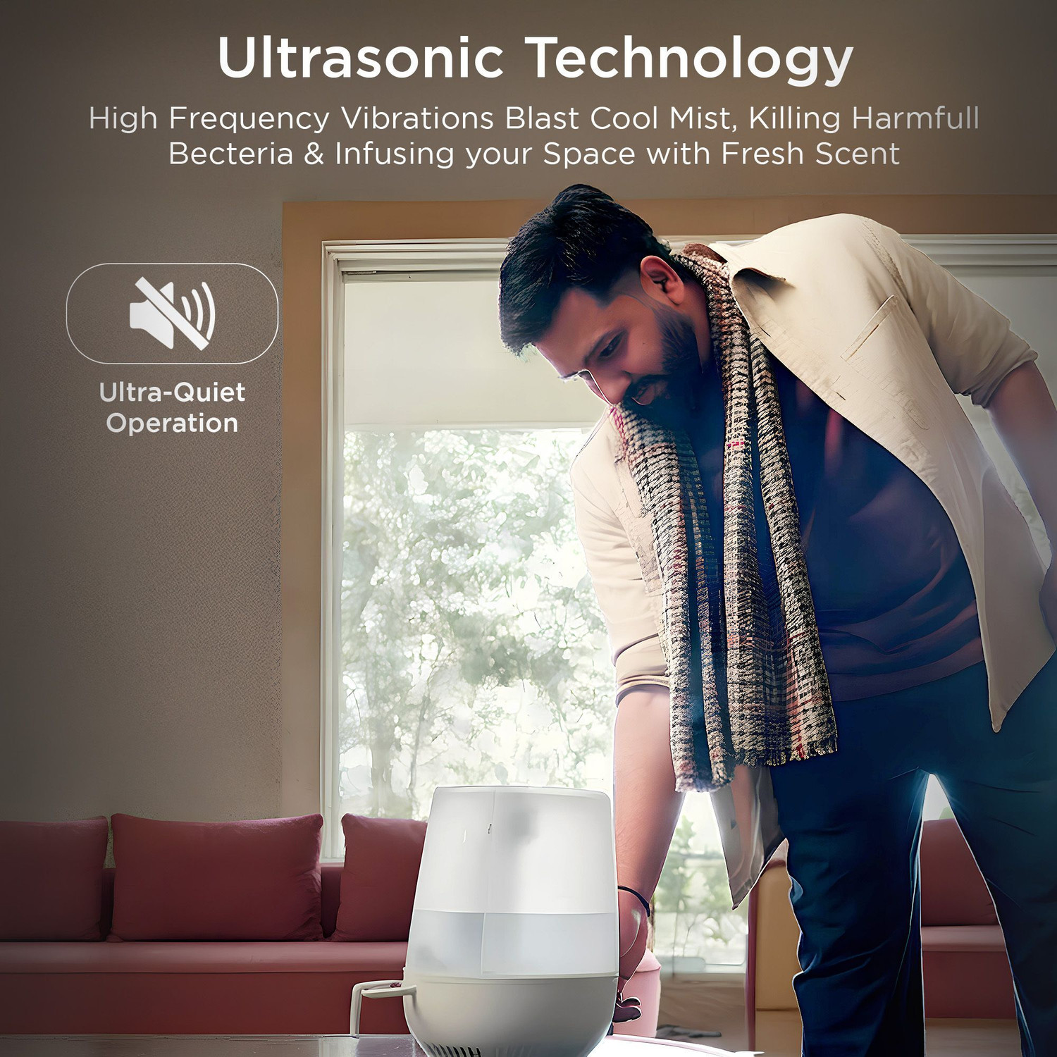 Image of Dr Trust Room (USA) Model 907 Cool Mist Humidifier and Ultrasonic Portable Room Home Office Humidifier