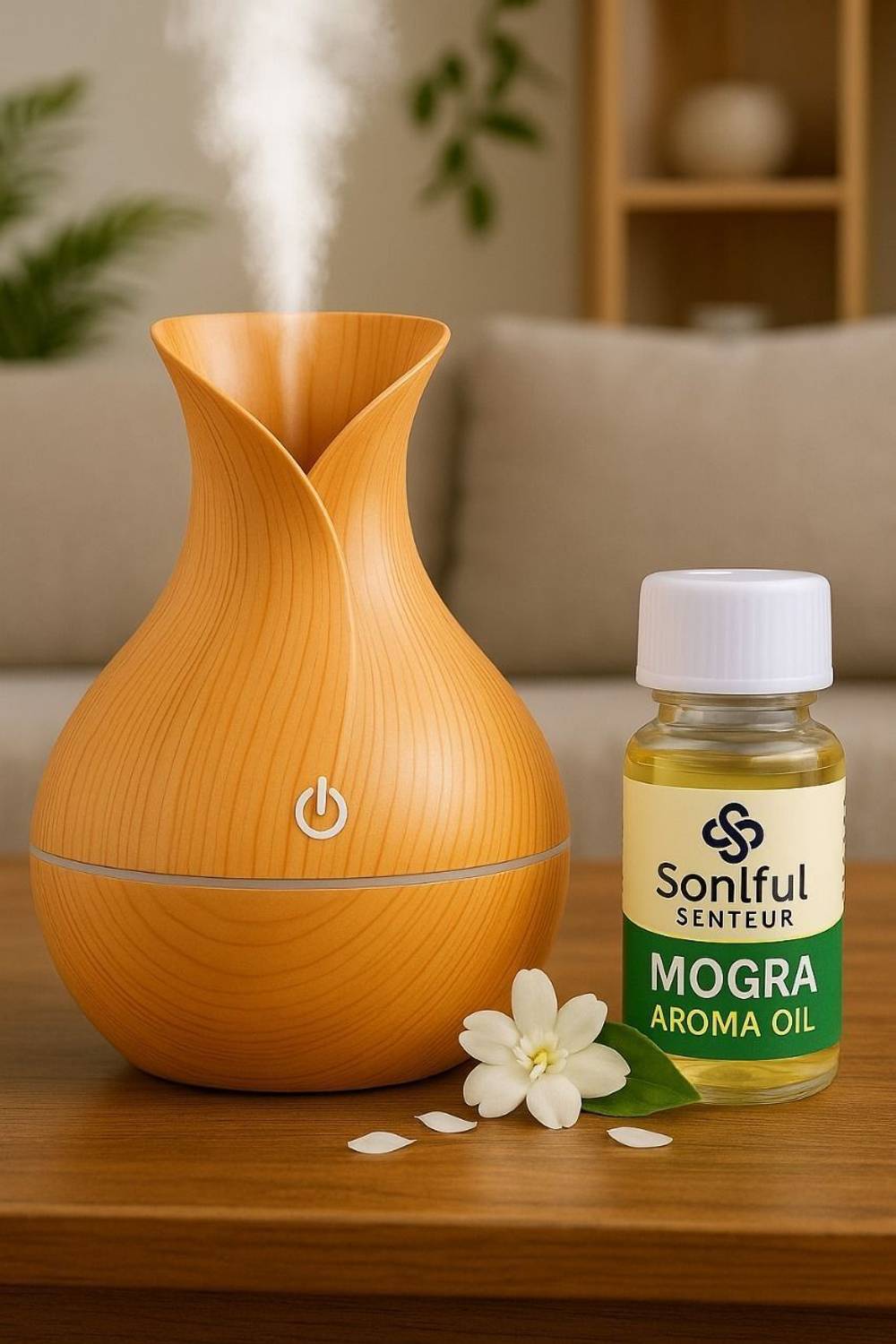 Aromist Room Mogra Fragrance Surahi Humidifier (Light Brown) Humi