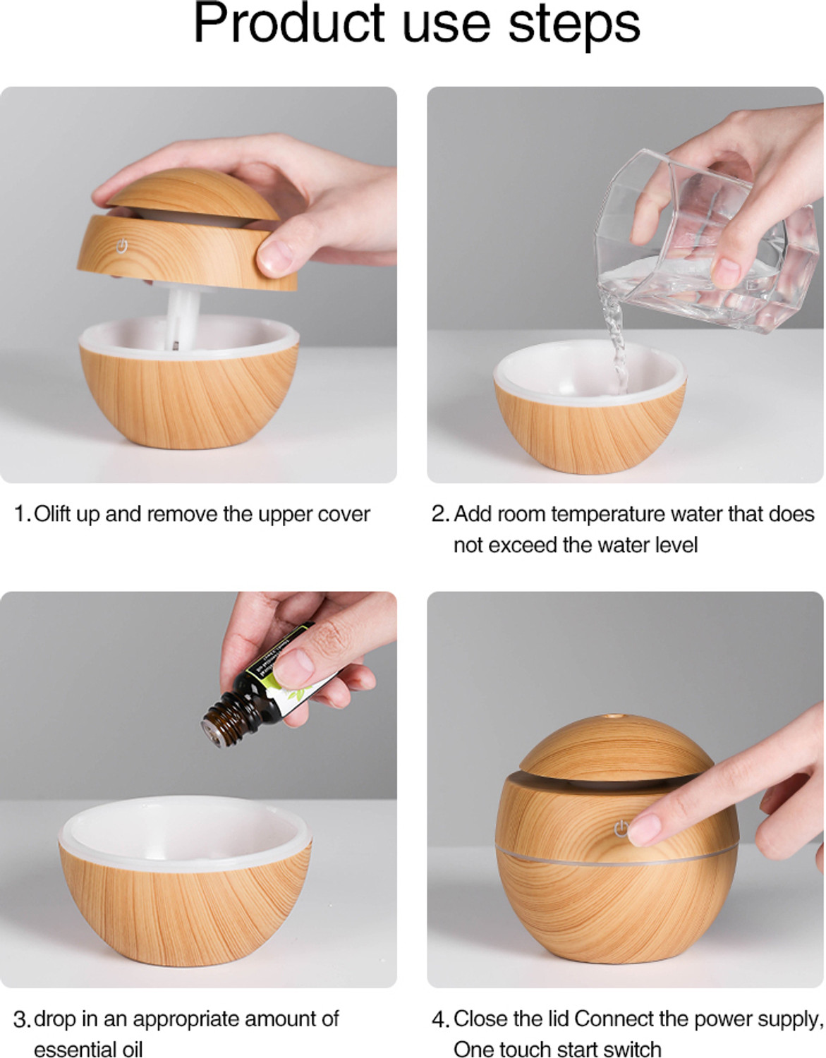 Image of Kaia Room Wooden Ultrasonic Cool Mist Humidifier & Aroma Diffuser Humidifier