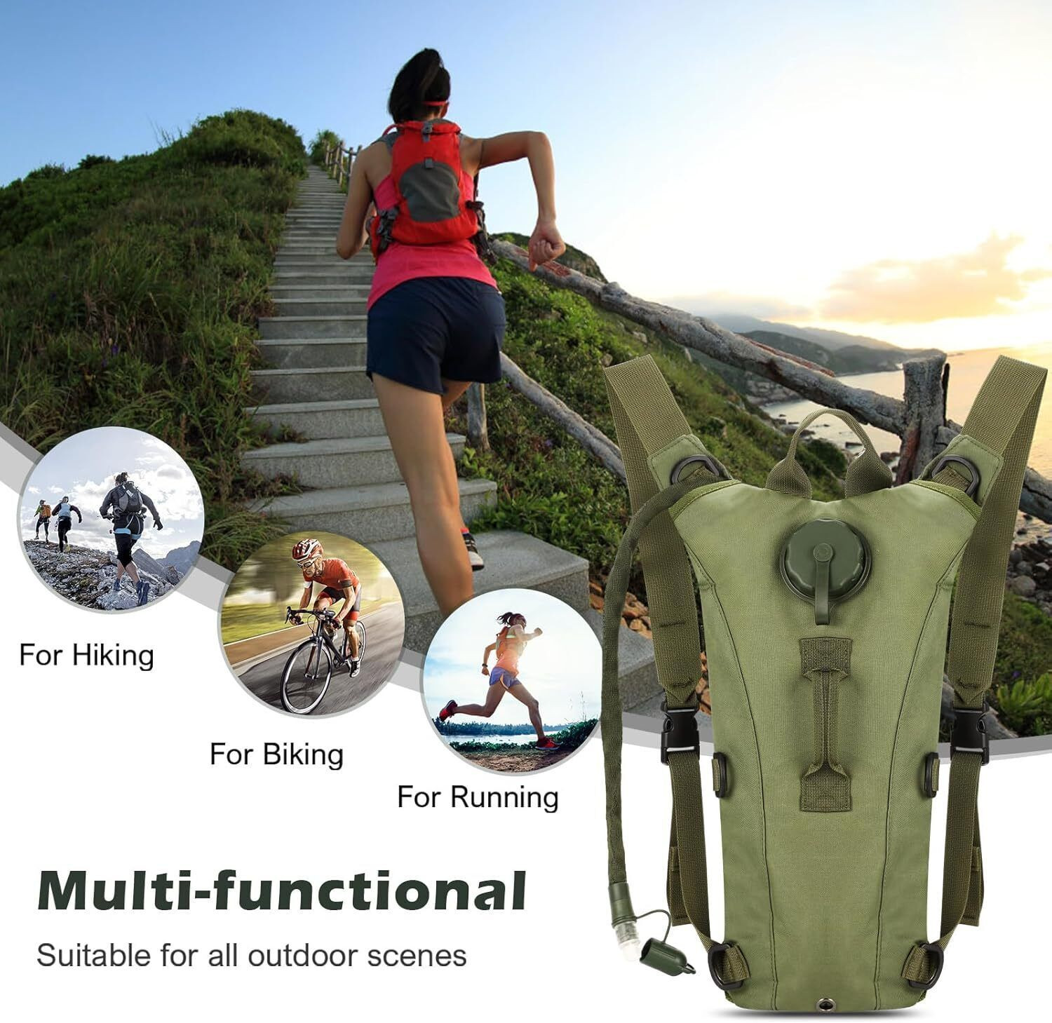 Image of gustave Hydration Backpack 3L Water Bladder for Hiking and Biking Hydration Pack