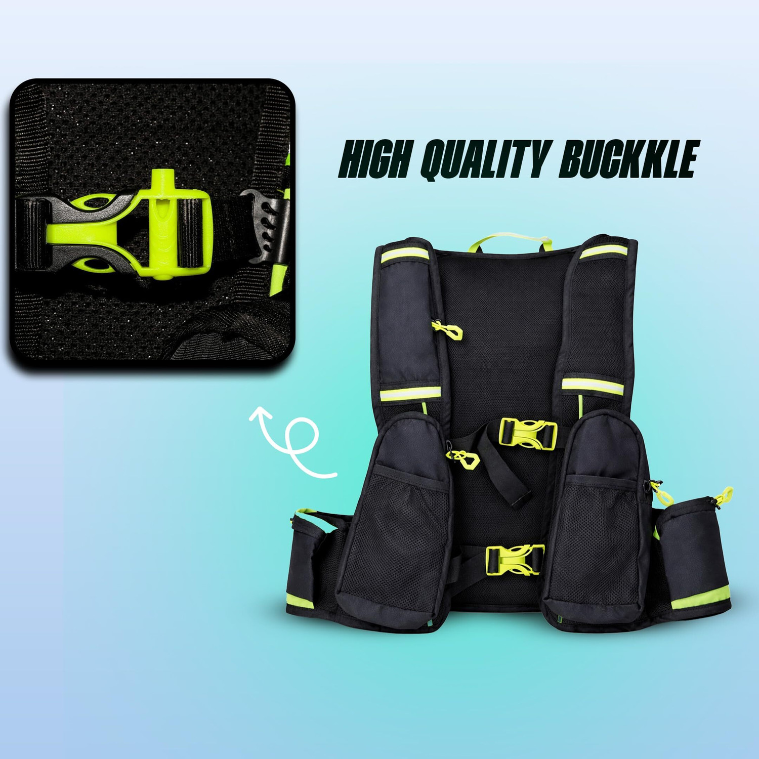 Image of Moto Genius Hydration Backpack with 2L BPA-Free Bladder, Multi-Compartment Storage(Neon) Hydration Pack
