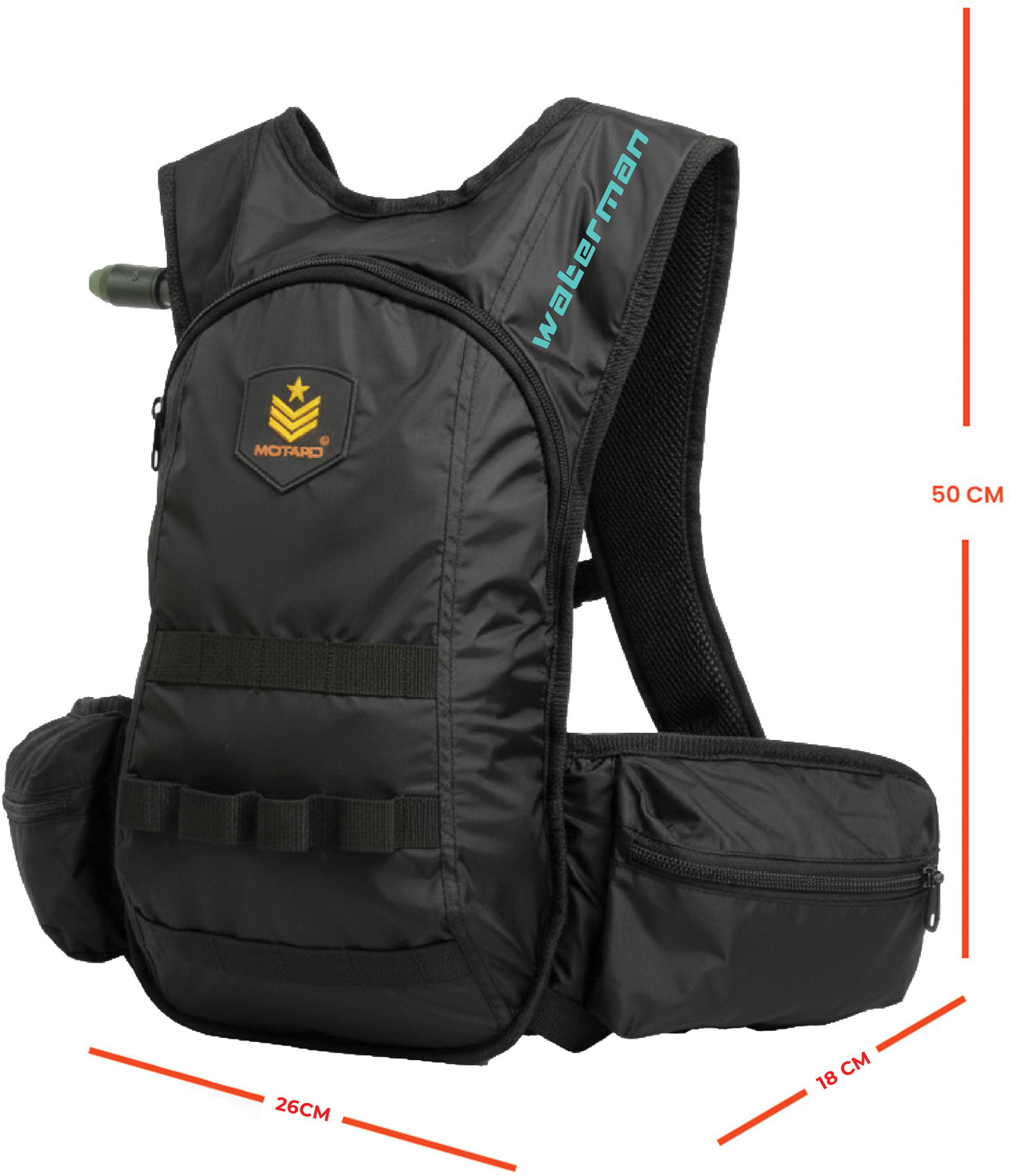 Image of Motard Waterman H20 Hydration Tactical Backpack Black with 2L Hydration Pack