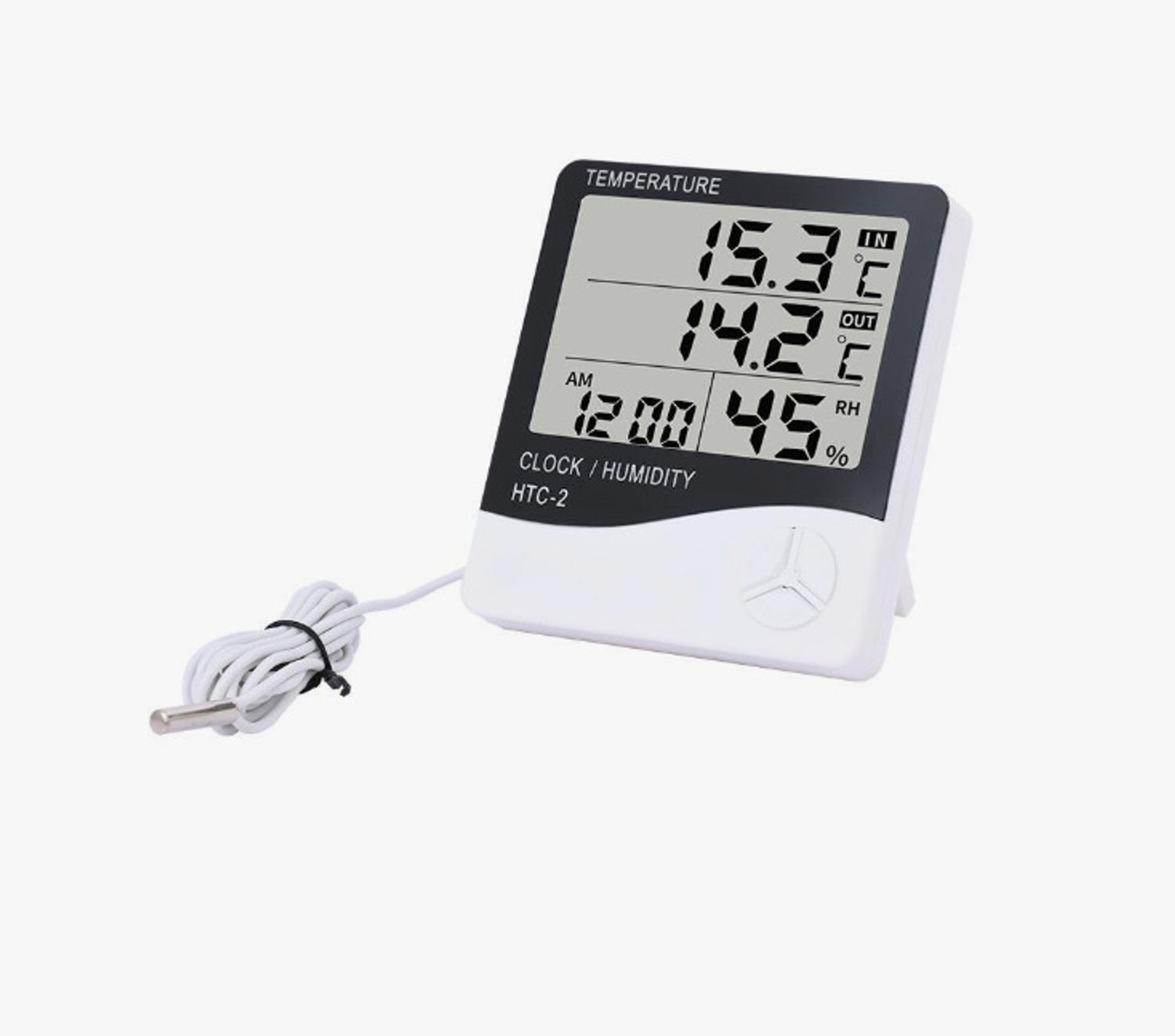 Image of gadgetschroma HTC-2 Digital Hygrometer Thermometer Humidity Meter With LCD Display Clock A24 Hydrometer