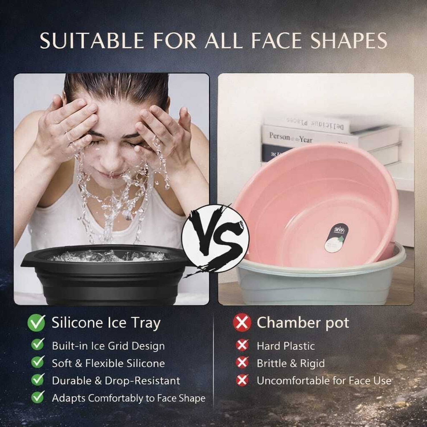 Image of IENARA 6 L Silicone Collapsible Ice Bowl for Face Dip Silicone Facial Spa Massage Glowing Skin Ice Bucket