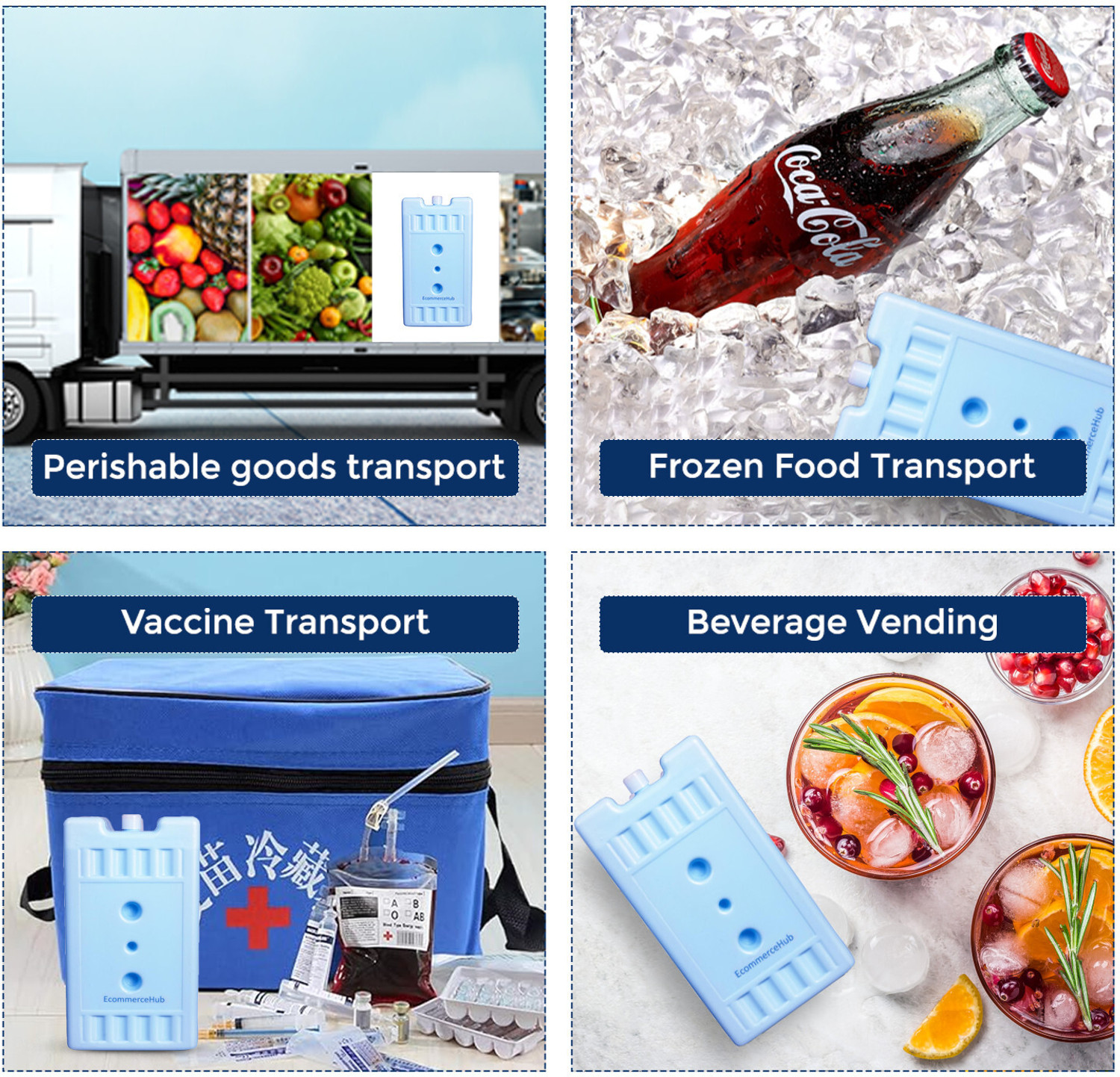 Image of Ecommercehub Ice Gel Packs for Chiller Items Transport, Cooler Then Ice Multipurpose Use Gel Pack Pad
