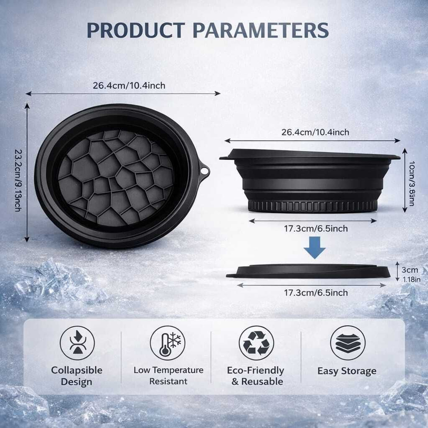 Image of IENARA 6 L Silicone Collapsible Ice Bowl for Face Dip Silicone Facial Spa Massage Glowing Skin Ice Bucket