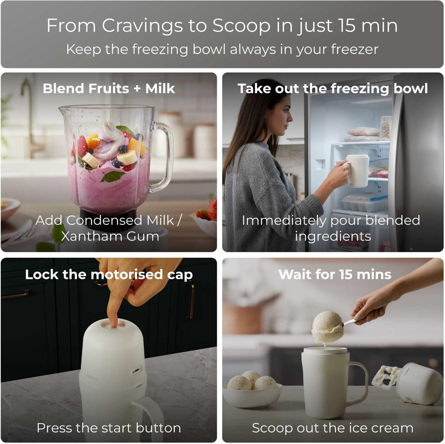 Image of xech 400 ml Electric Ice Cream Maker