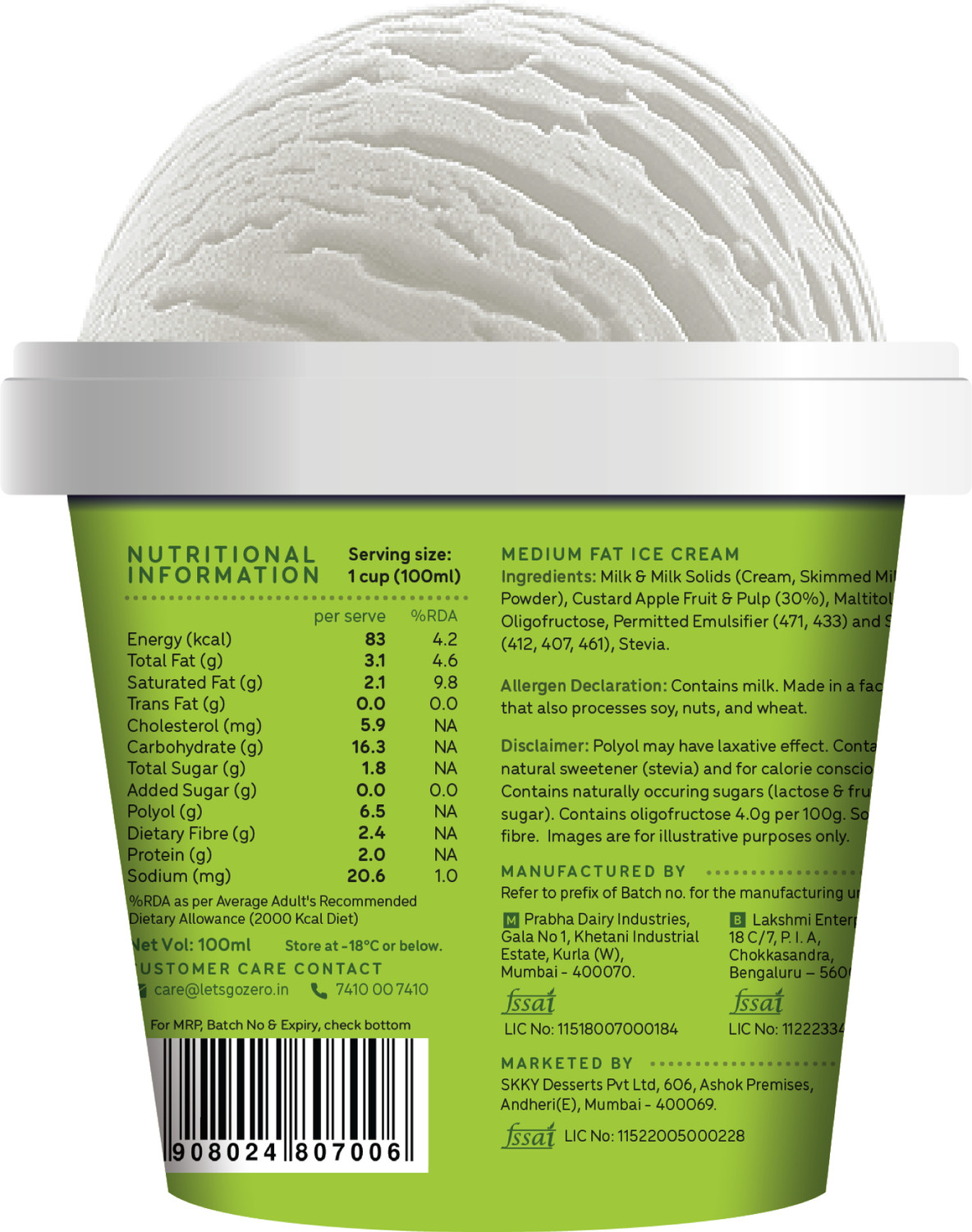 Image of Go Zero Sitaphal Simply Sitaphal Guilt Free Icecream Cup