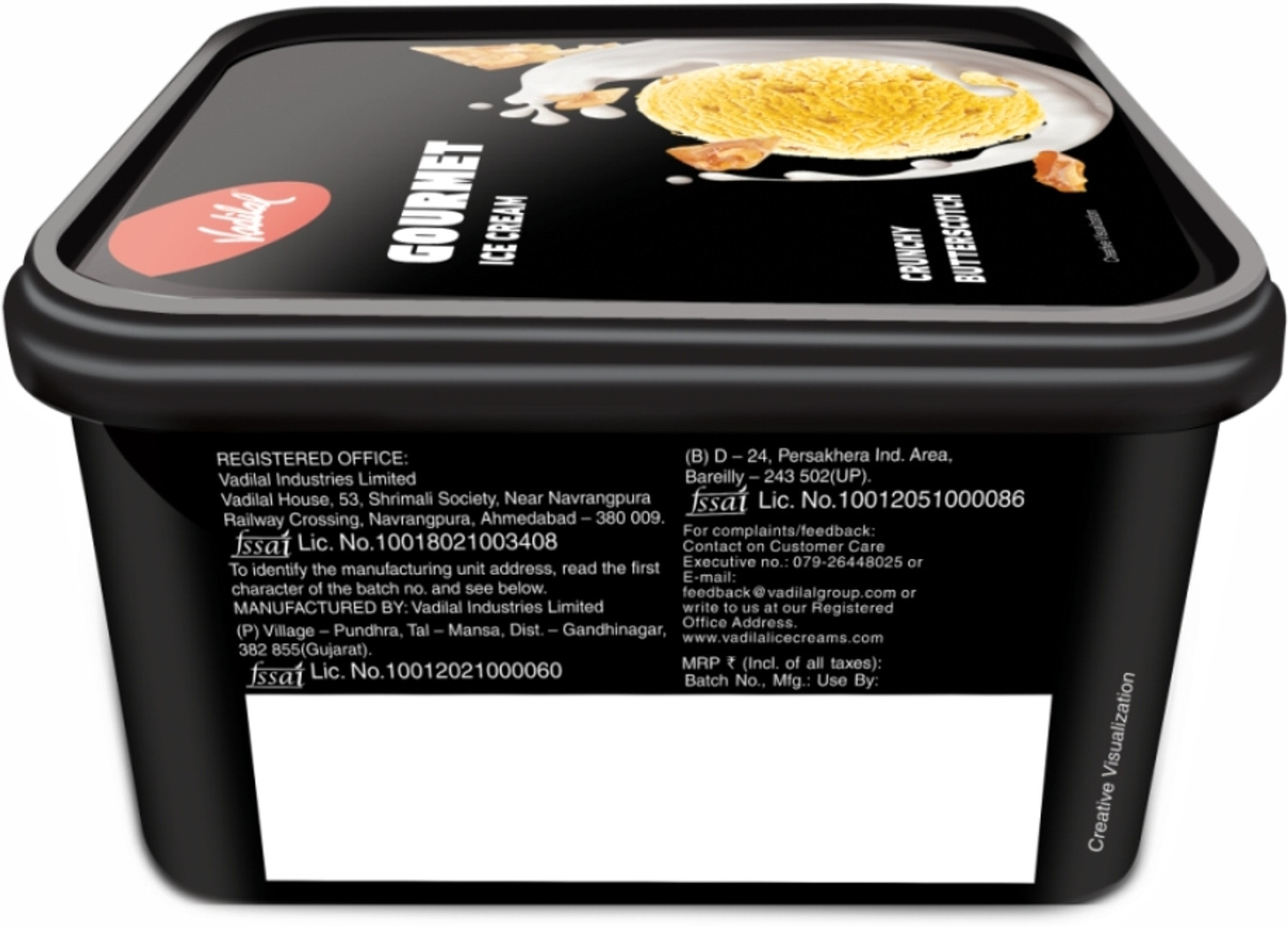 Image of Vadilal Butterscotch Crunchy Gourmet Ice Cream Tub