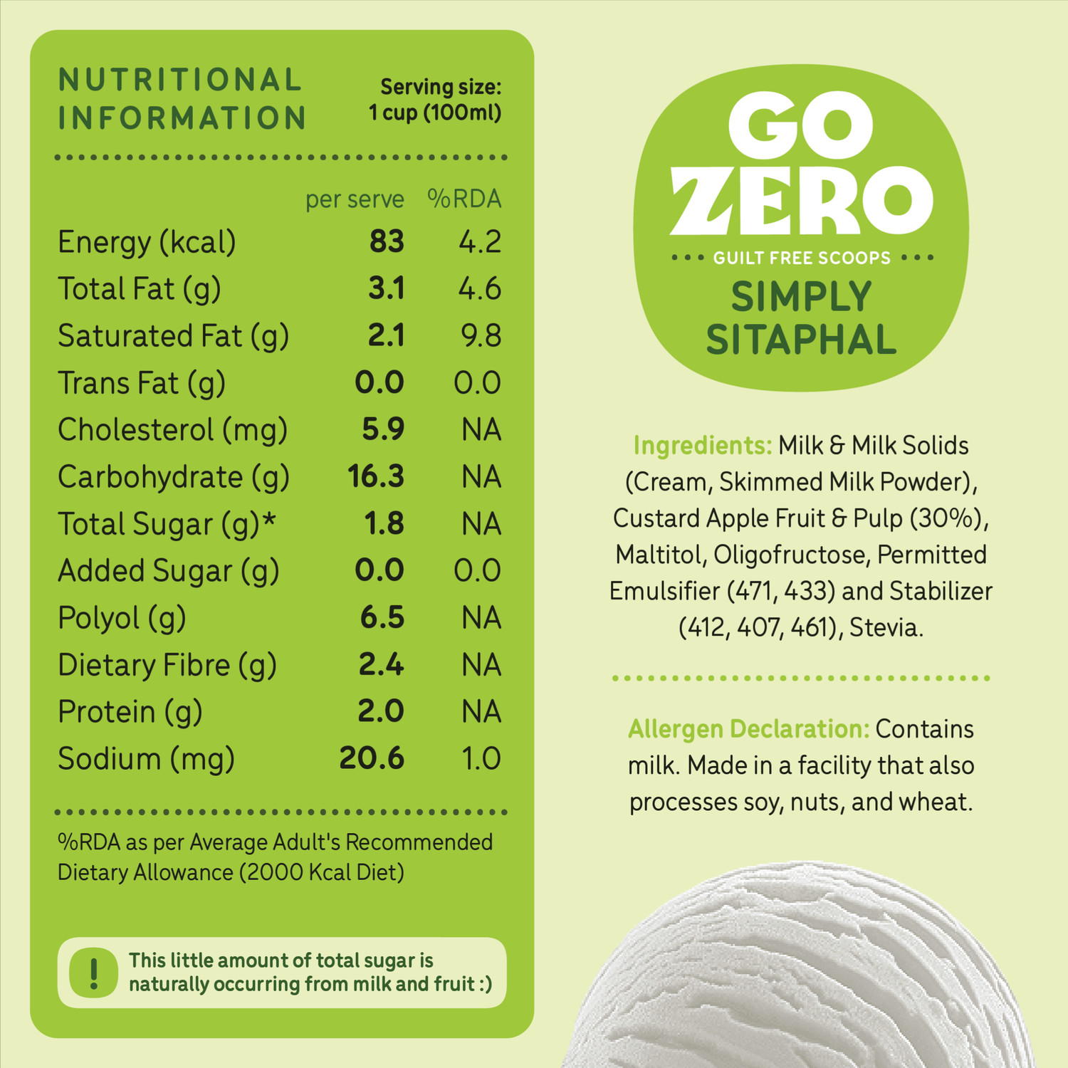 Image of Go Zero Sitaphal Simply Sitaphal Guilt Free Icecream Cup